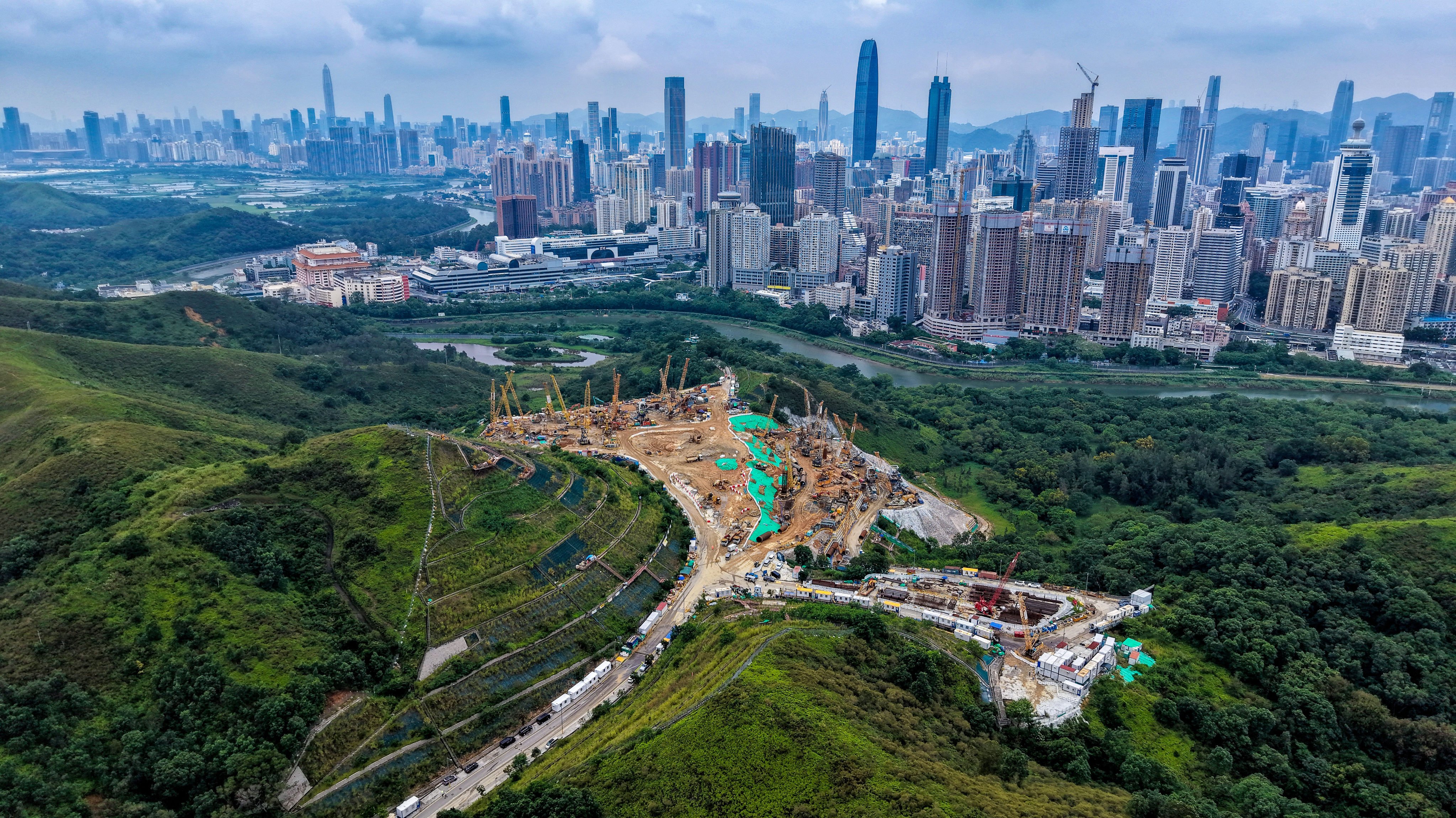 An aerial view of the Sandy Ridge Data Facility Cluster site in the New Territories on September 23. The Northern Metropolis is a rare chance to design a new urban and industrial system from the ground up. Hong Kong should not build a 20th century industrial estate and market it as 21st century innovation. Photo: Elson Li