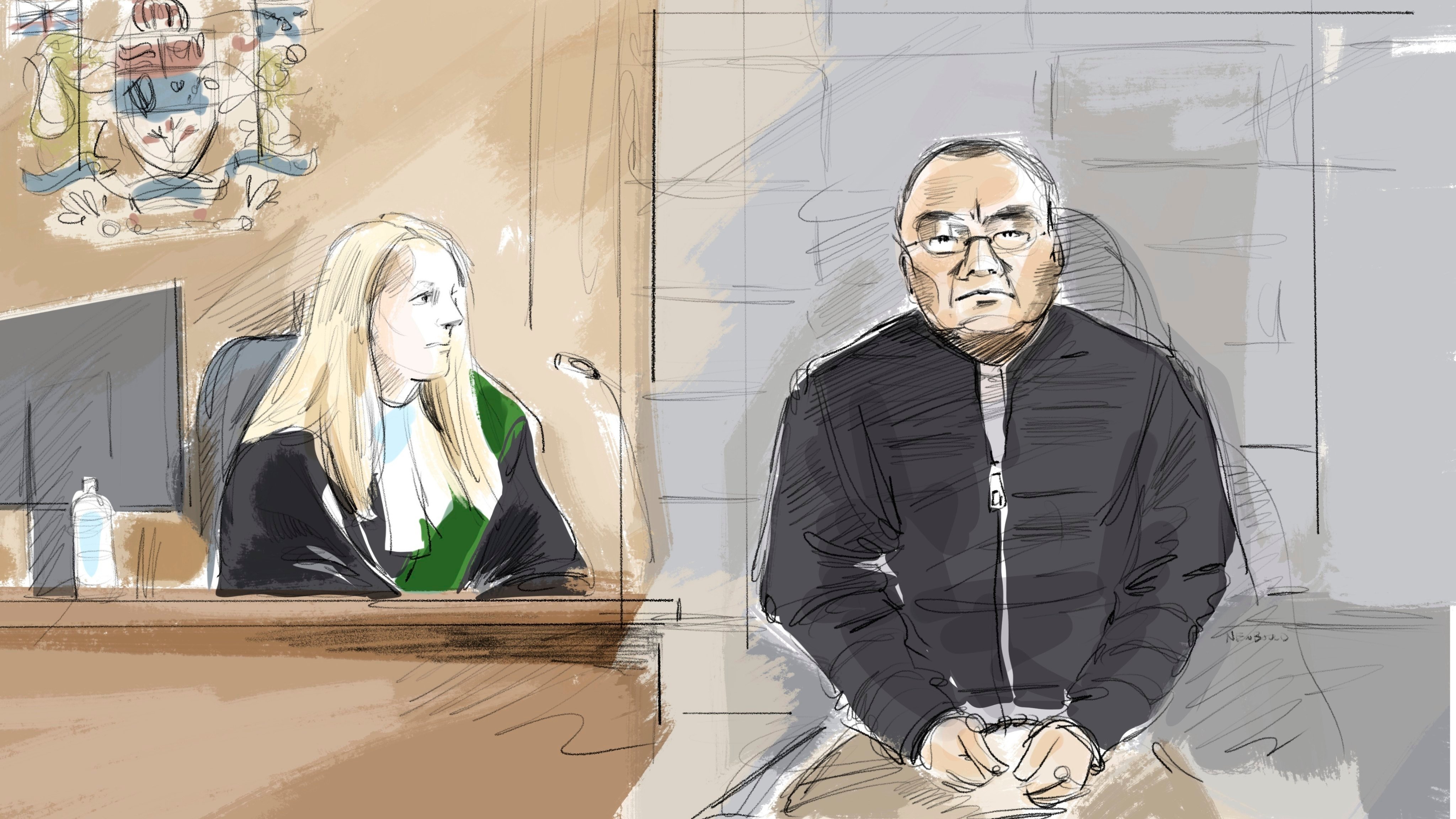 Kenneth Law appears in court in Brampton, Ontario, in May 2023. Courtroom sketch: Alexandra Newbould/The Canadian Press via AP