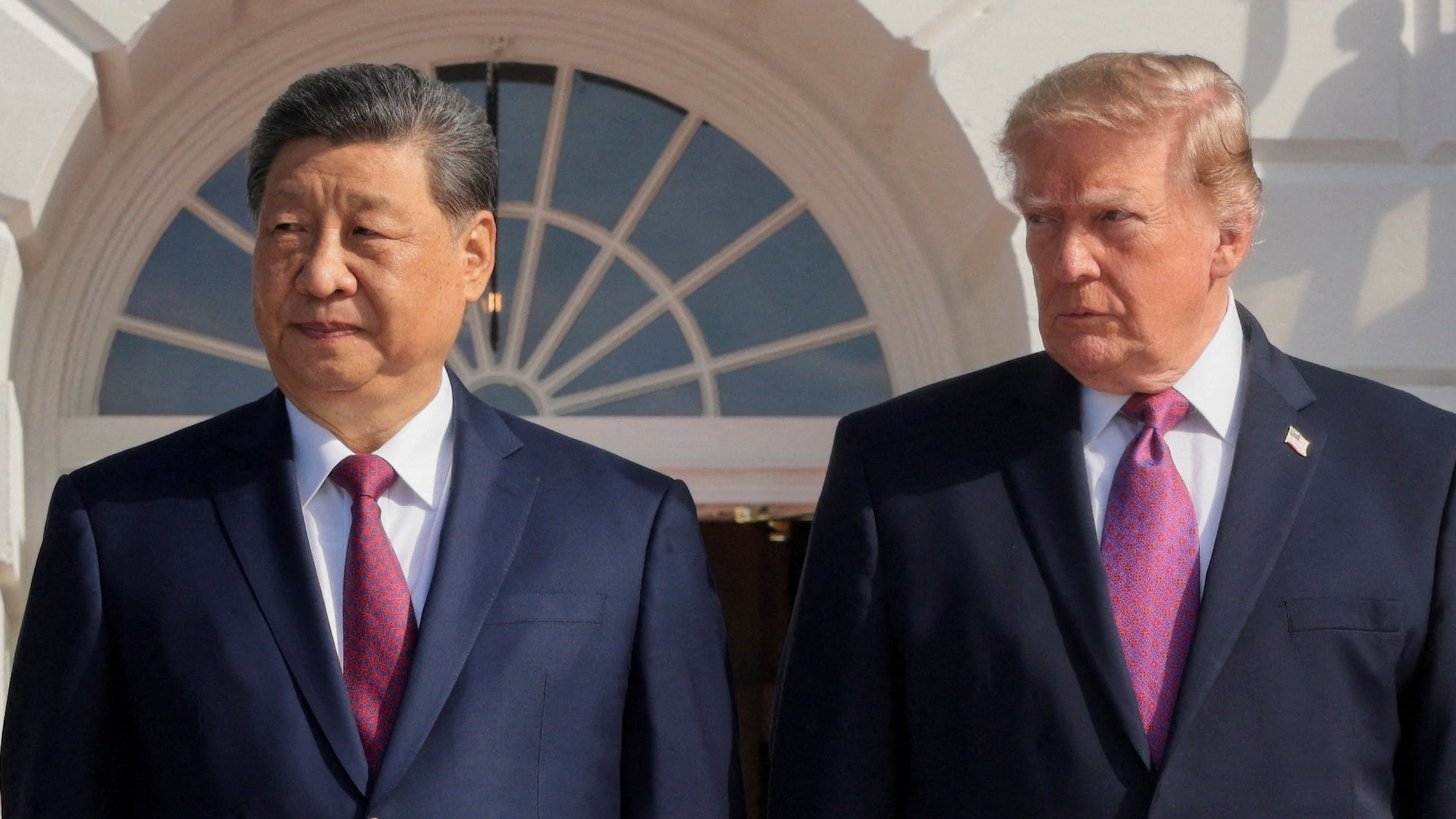 US President Donald Trump and Chinese President Xi Jinping look on during a state arrival ceremony at the White House in Washington on September 24, 2026.