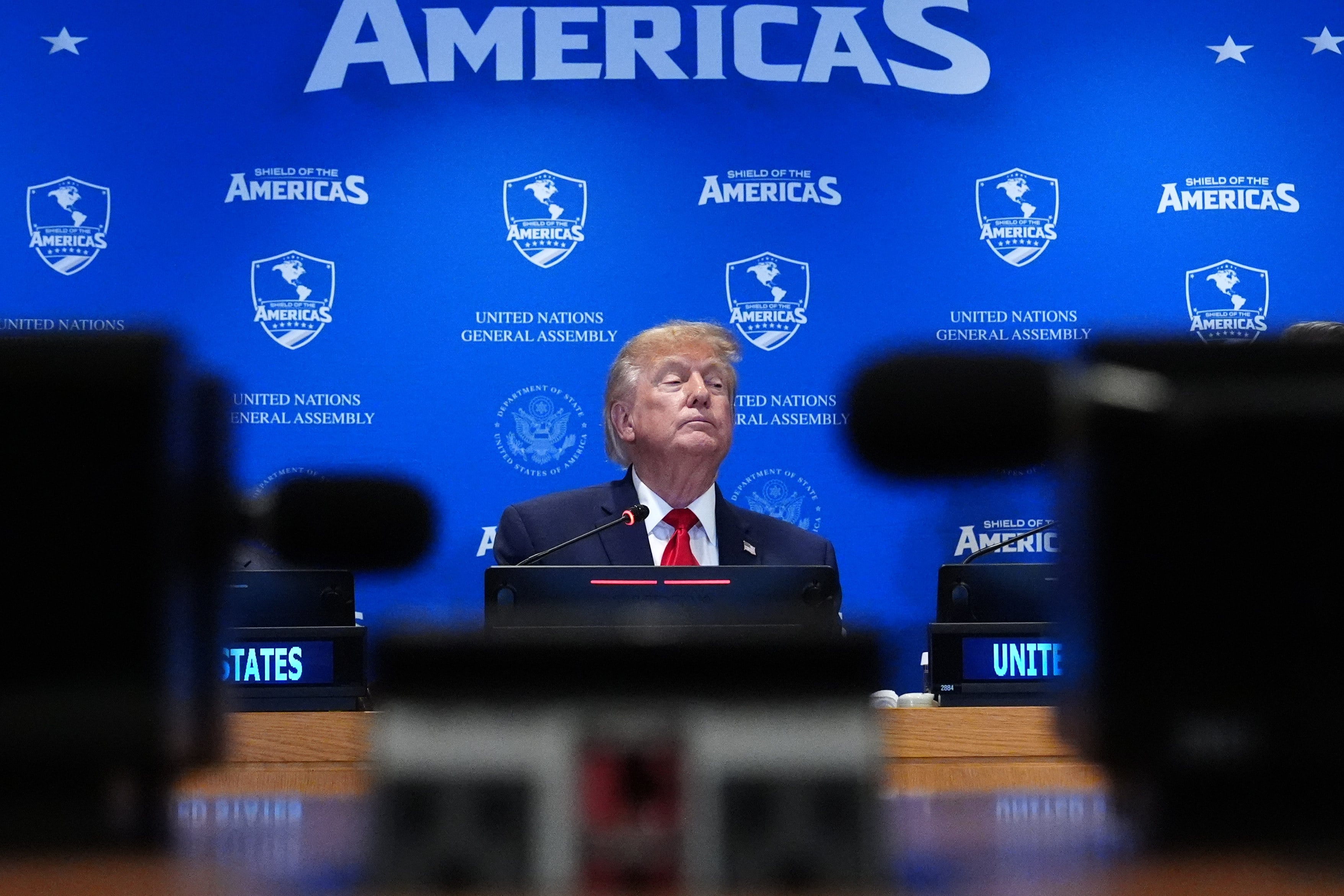 President Donald Trump at the meeting. Photo: AP