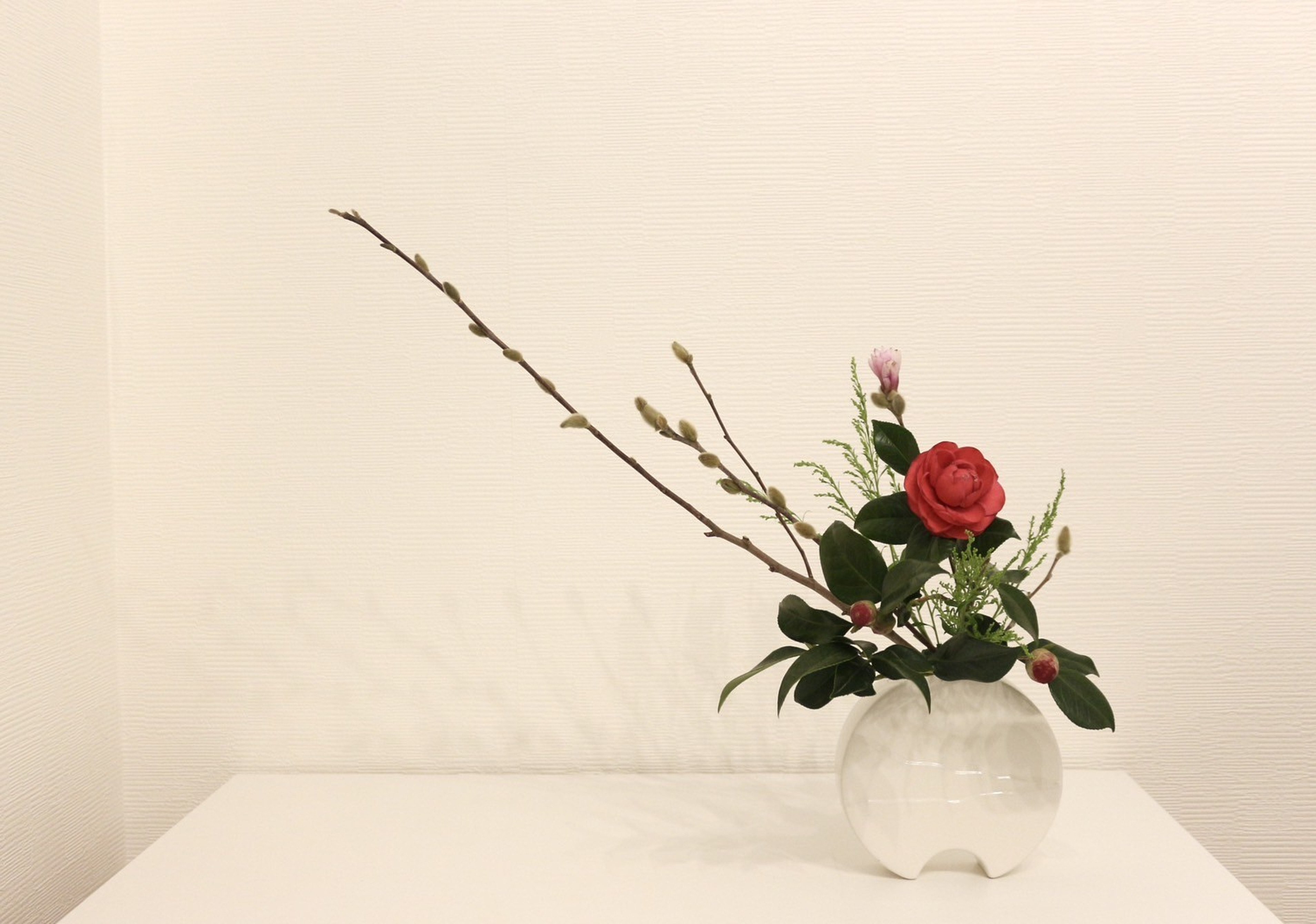A free-style Ikenobo ikebana arrangement in Tokyo, Japan. Ikenobo is the oldest form of ikebana. Photo: Hiroyuki Okada via AP