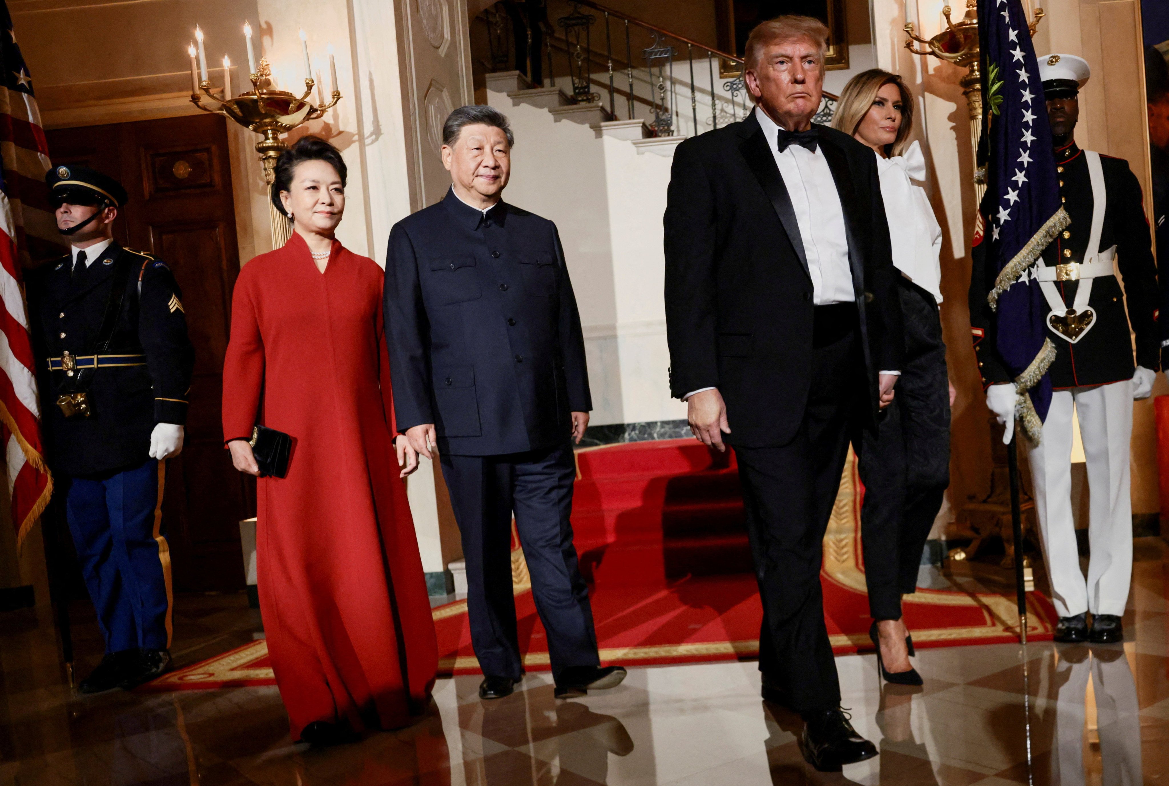At the White House state dinner on Thursday, President Xi Jinping wore a black Mao suit, as did several other senior Chinese officials. Photo: Reuters