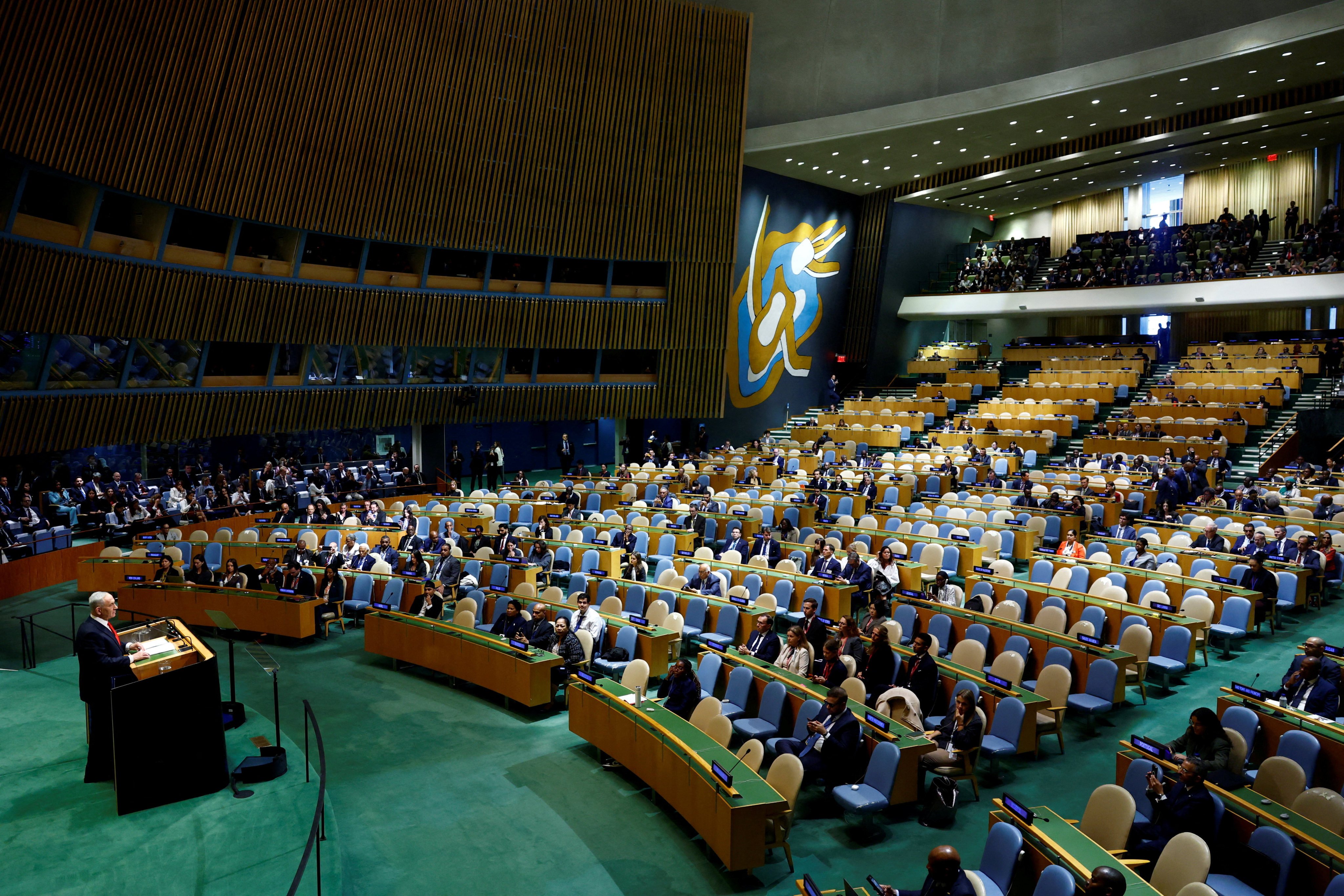Empty seats in the UN General Assembly Hall. Photo: Reuters