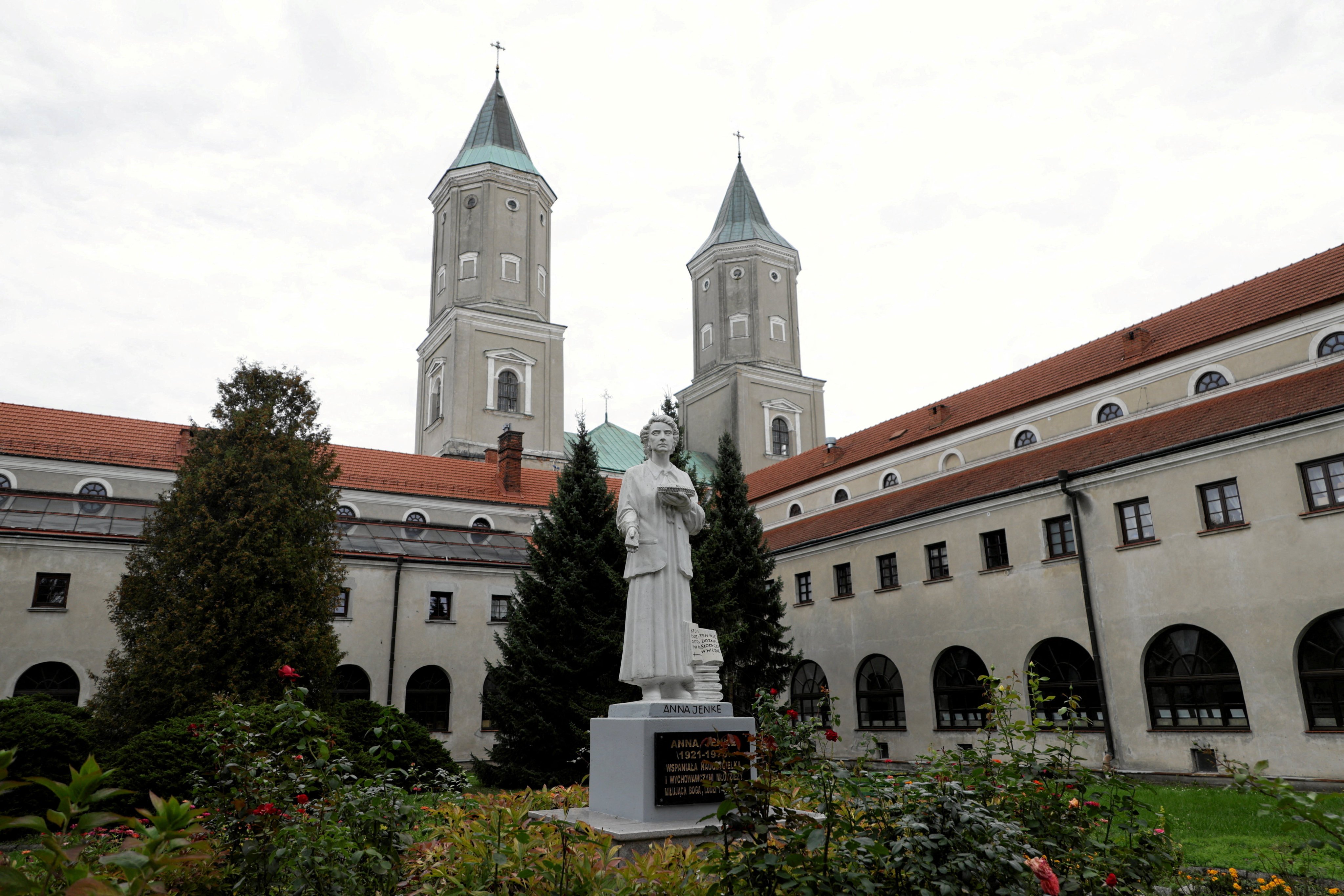 The site of a knife attack on the grounds of a Benedictine monastery in Jaroslaw, Poland on Thursday. Photo: Agencja Wyborcza.pl / Patryk Ogorzalek via Reuters