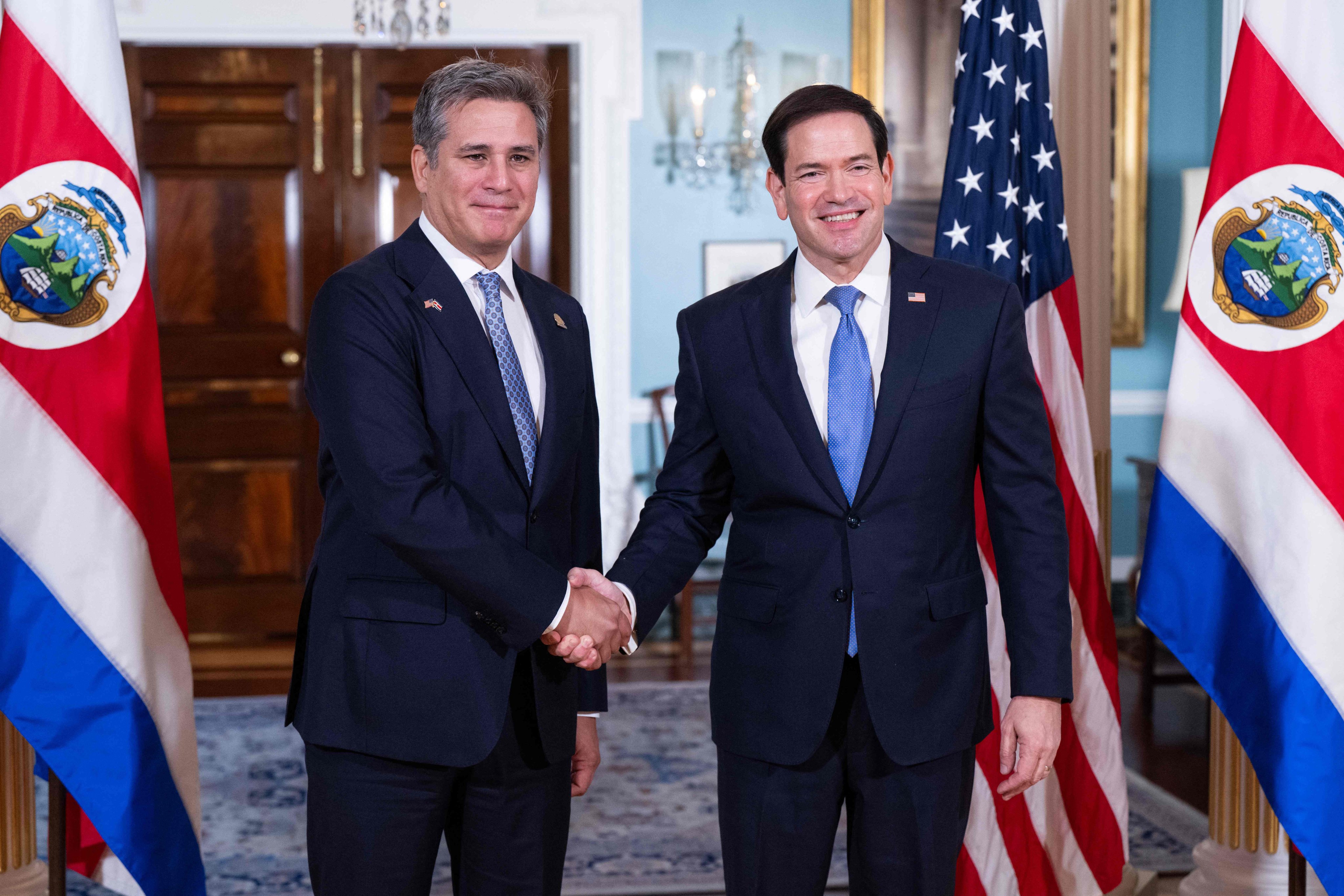 Costa Rican Foreign Minister Manuel Tovar and US Secretary of State Marco Rubio in Washington on September 16. Photo: AFP