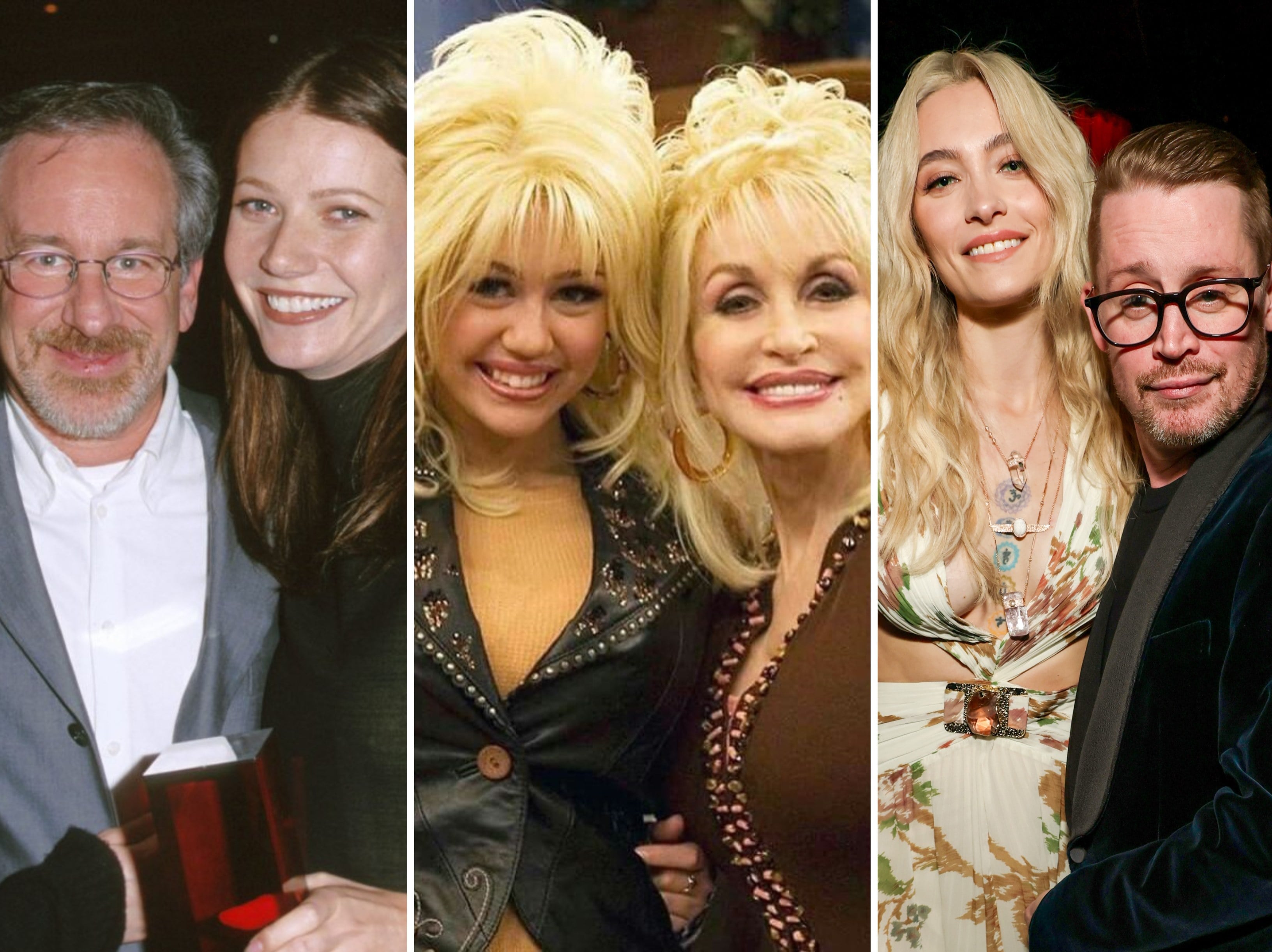 (From left) Steven Spielberg and Gwyneth Paltrow, Miley Cyrus and Dolly Parton, and Paris Jackson and Macaulay Culkin are among the most famous godparent-godchild duos. Photos: Getty Images