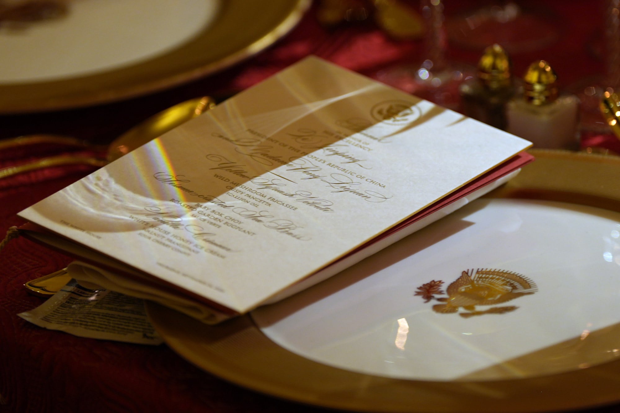 Melania Trump’s office said the menu brought together culinary traditions of both nations. Photo: AP Melania Trump’s office said the menu brought together culinary traditions of both nations. Photo: AP