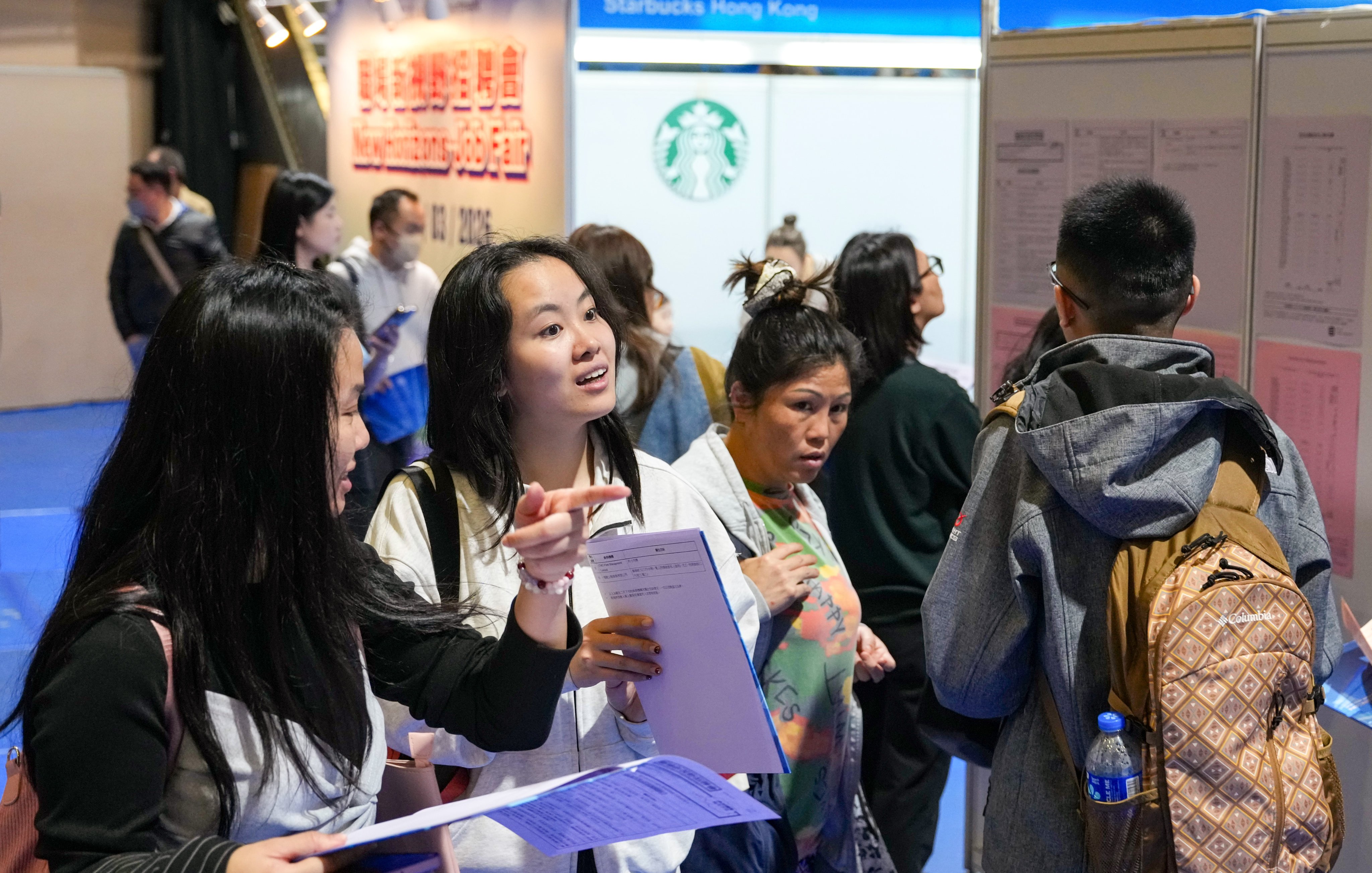 Jobseekers attend the “New Horizons Job Fair” organised by the Labour Department at MacPherson Stadium in Mong Kok on March 12. Photo: Karma Lo