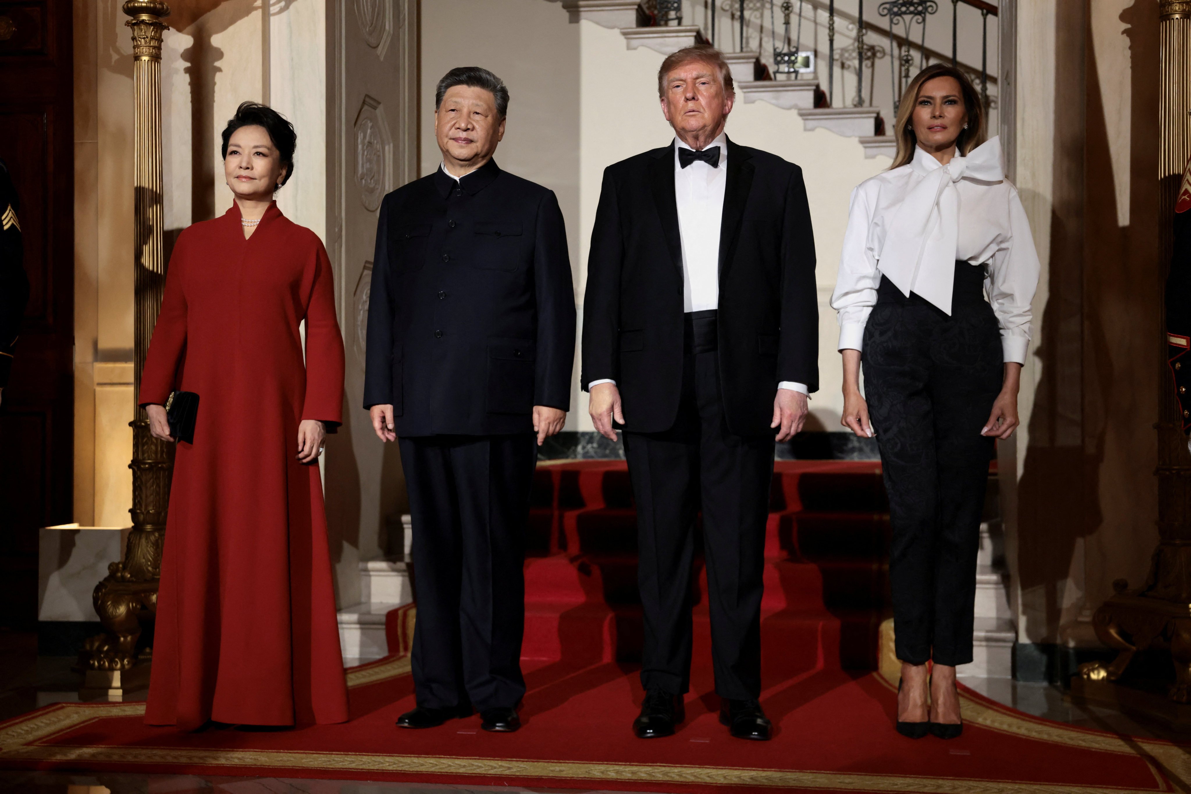 US President Donald Trump and first lady Melania Trump with Chinese President Xi Jinping and his wife, Peng Liyuan, at the White House. Photo: Reuters