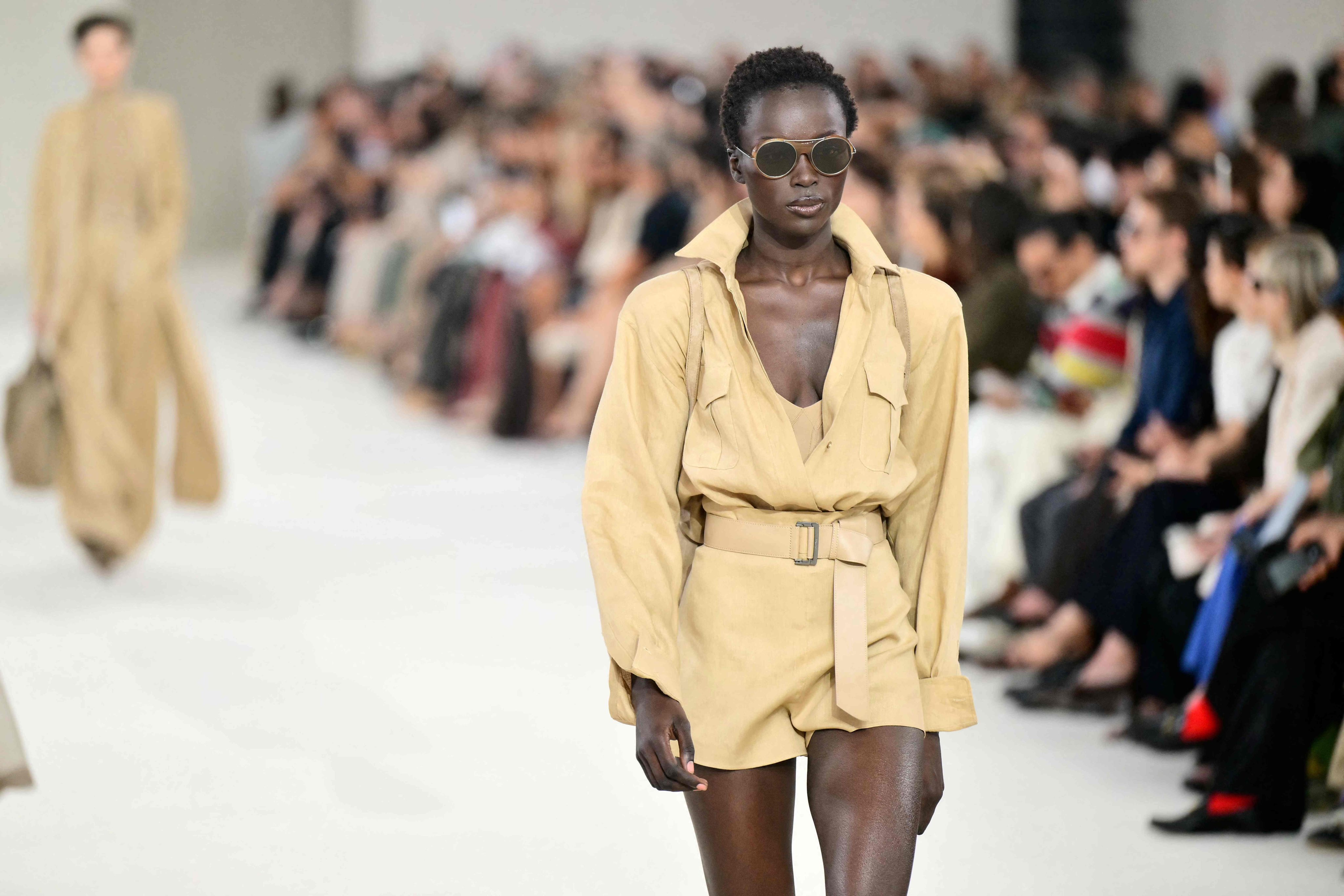 The safari shirt took centre stage at the Max Mara spring/summer 2027 show. Photo: AFP