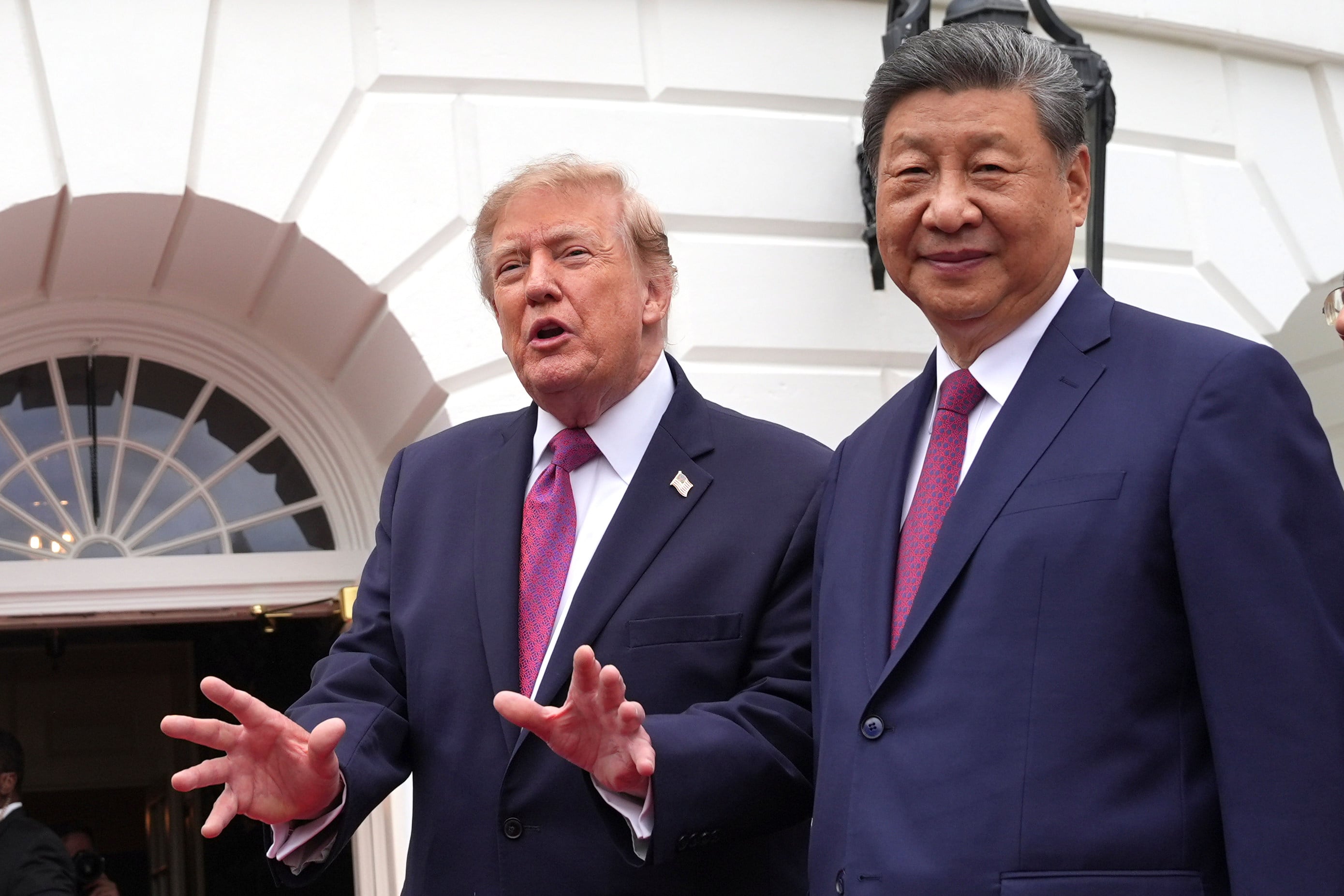 US President Donald Trump and China’s President Xi Jinping are seen outside the White House on Thursday. Photo: AP
