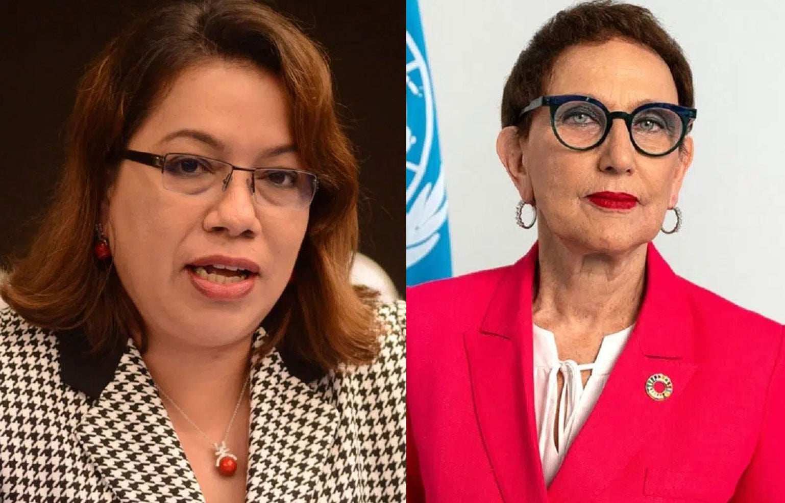Carolyn Rodrigues-Birkett (left) and Rebeca Grynspan are the leading candidates to succeed Antonio Guterres on January 1 and become the first woman to serve as UN secretary general. Photo: Wikimedia