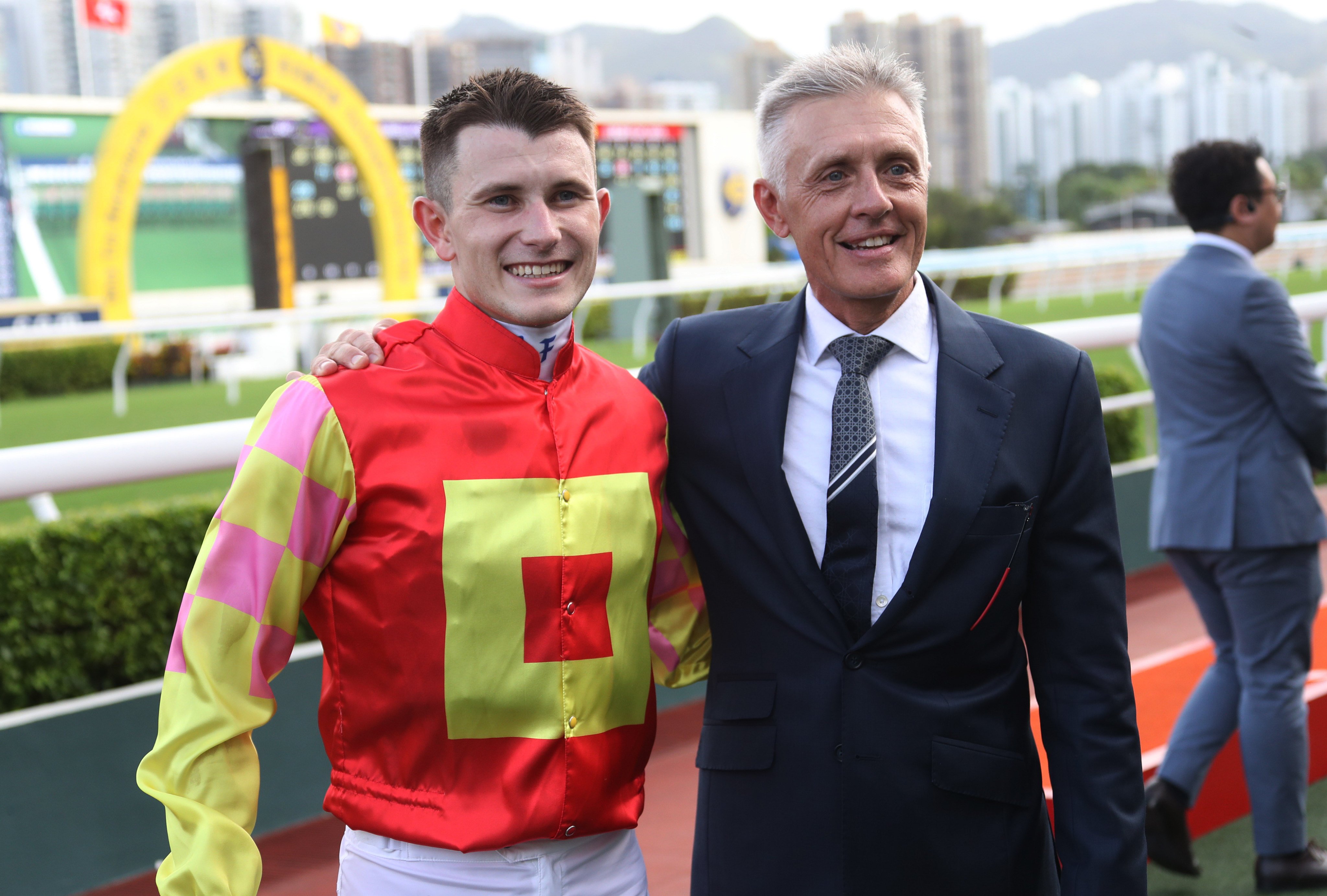 Jockey Luke Ferraris and trainer Mark Newnham will bid for back-to-back Celebration Cups when they team up with Invincible Ibis on Sunday. Photos: Kenneth Chan