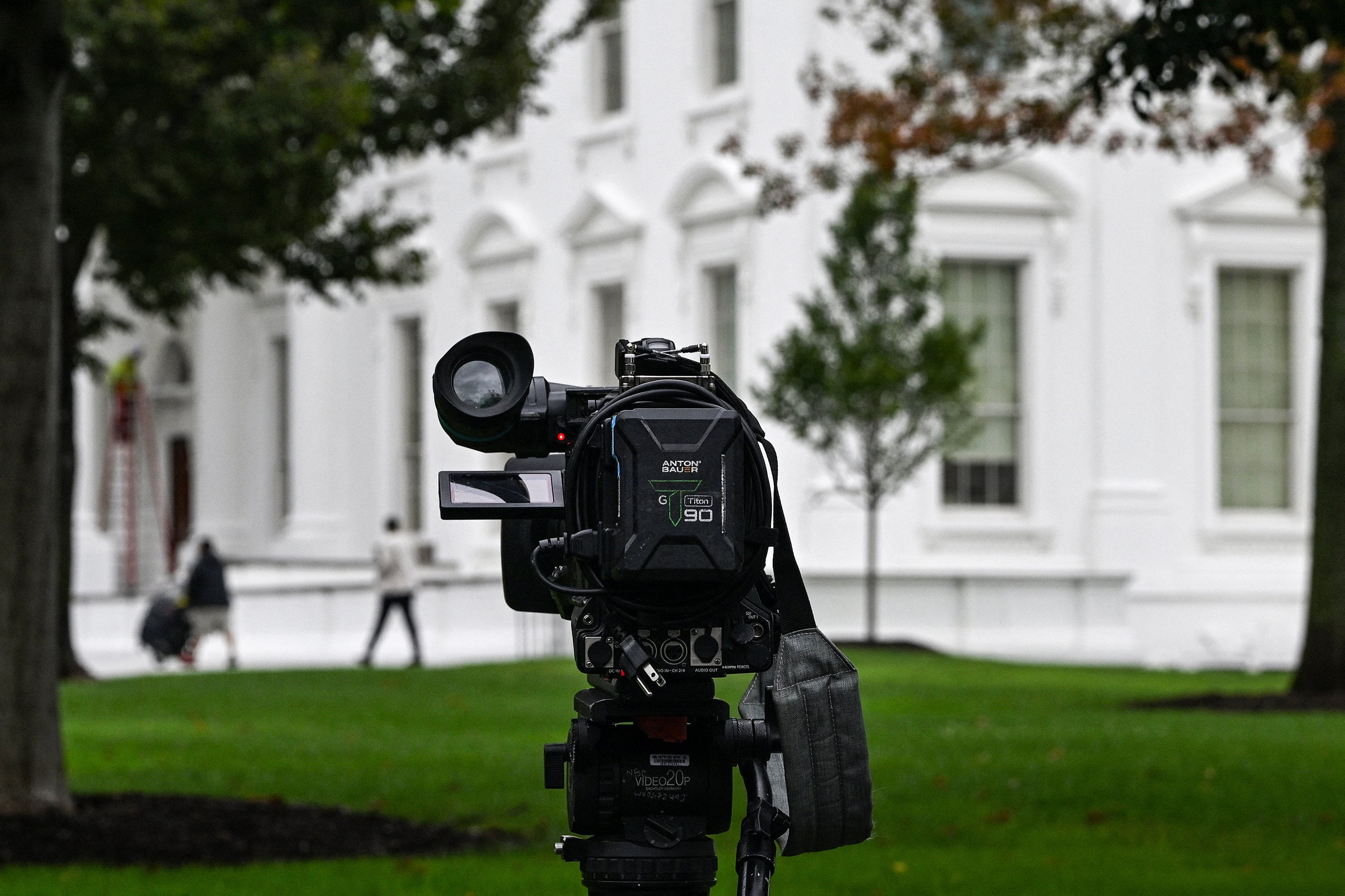 A news camera is seen outside the White House on Wednesday. Photo: AFP/TNS