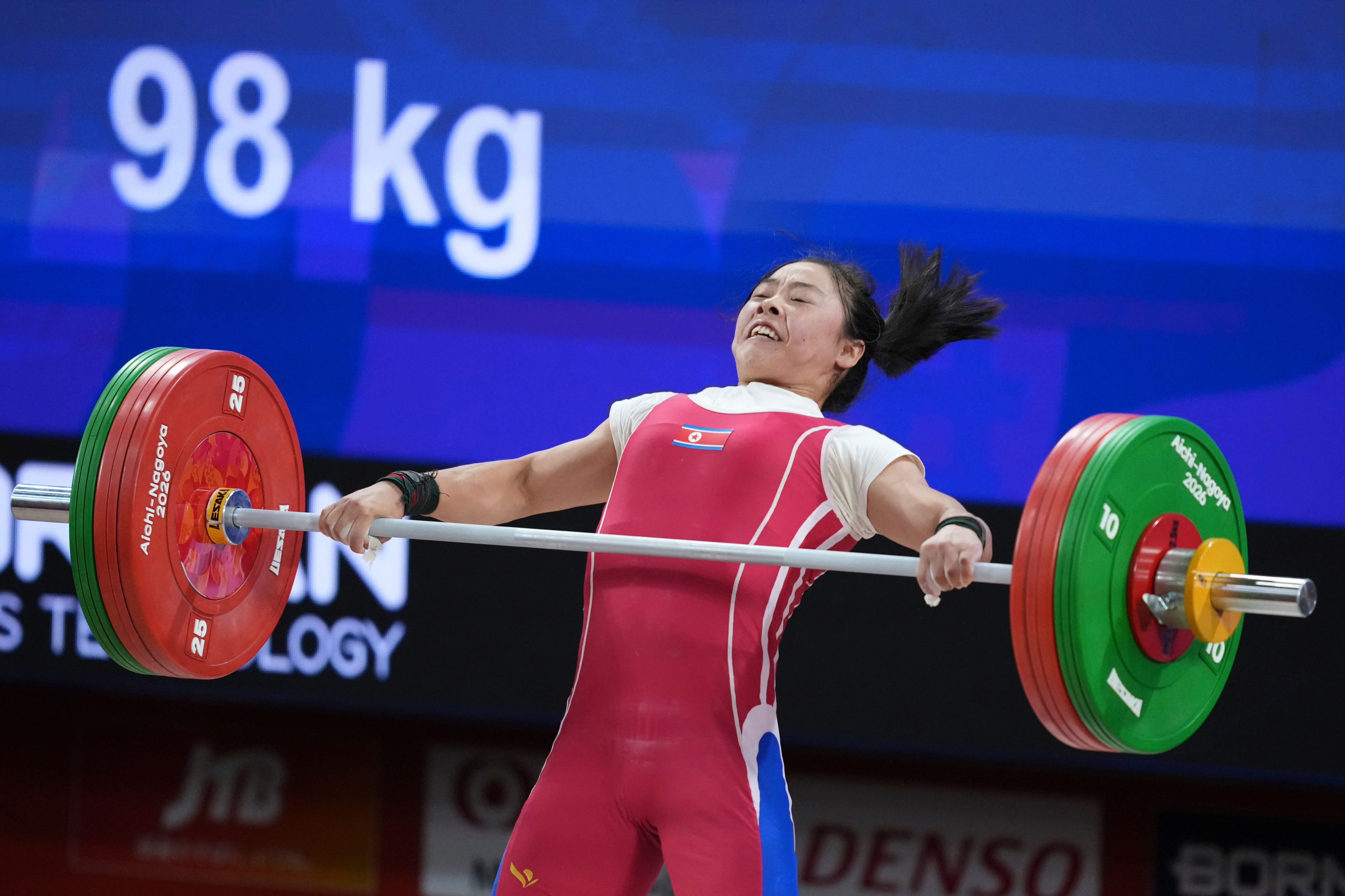 North Korea’s Oh Kwang-ok set three world records on her way to women’s 57kg gold on Friday. Photo: AP