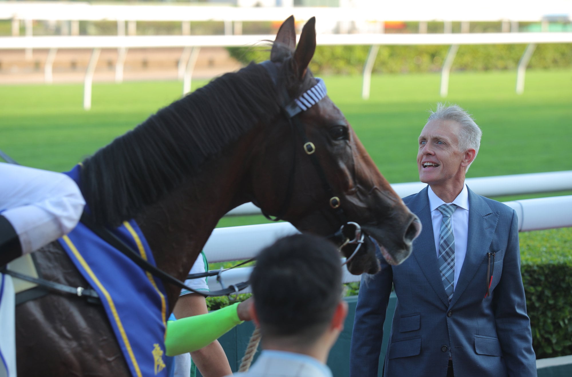 Trainer Mark Newnham after Invincible Ibis’ win in the Celebration Cup. Trainer Mark Newnham after Invincible Ibis’ win in the Celebration Cup.