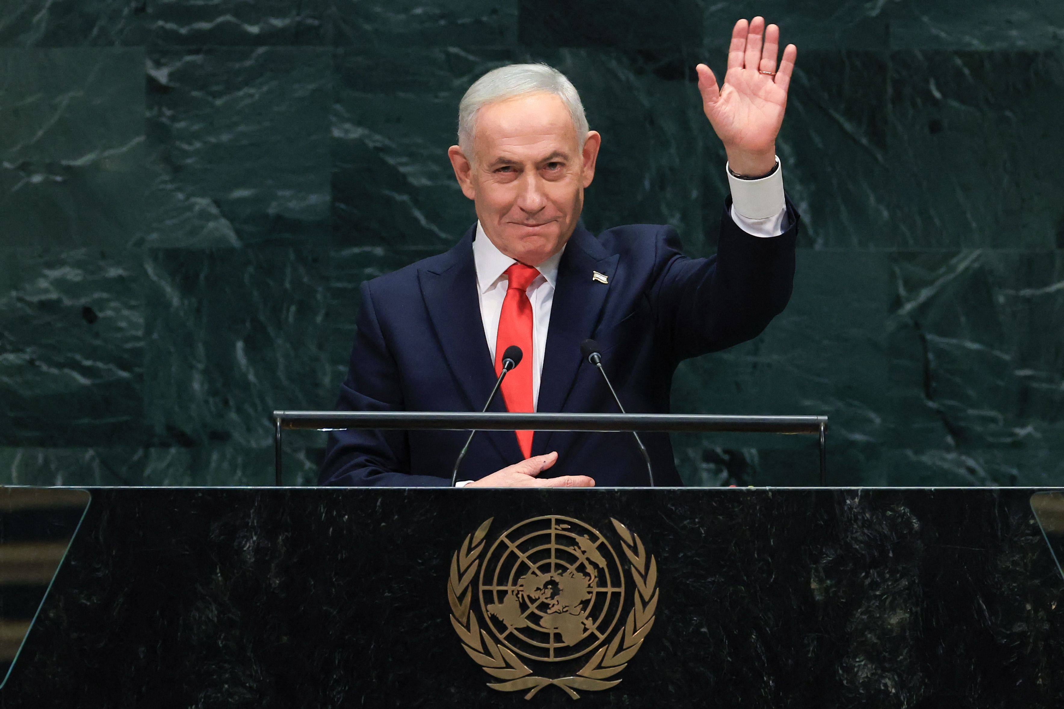 Israel’s Prime Minister Benjamin Netanyahu at the UN General Assembly in New York last week. Photo: AFP