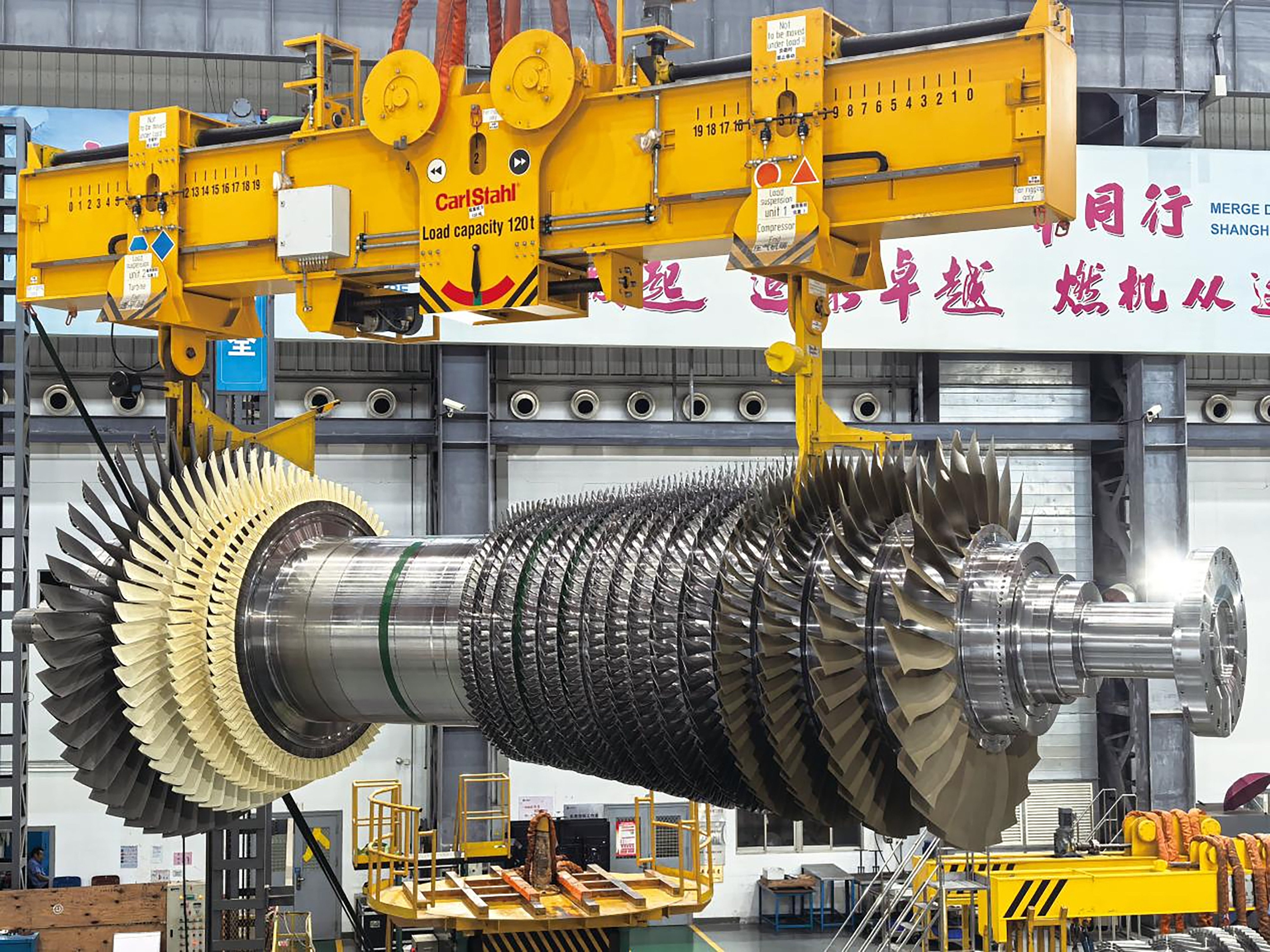 Heavy-duty gas turbine rotor at a Shanghai Electric factory. Photo: Shanghai Electric