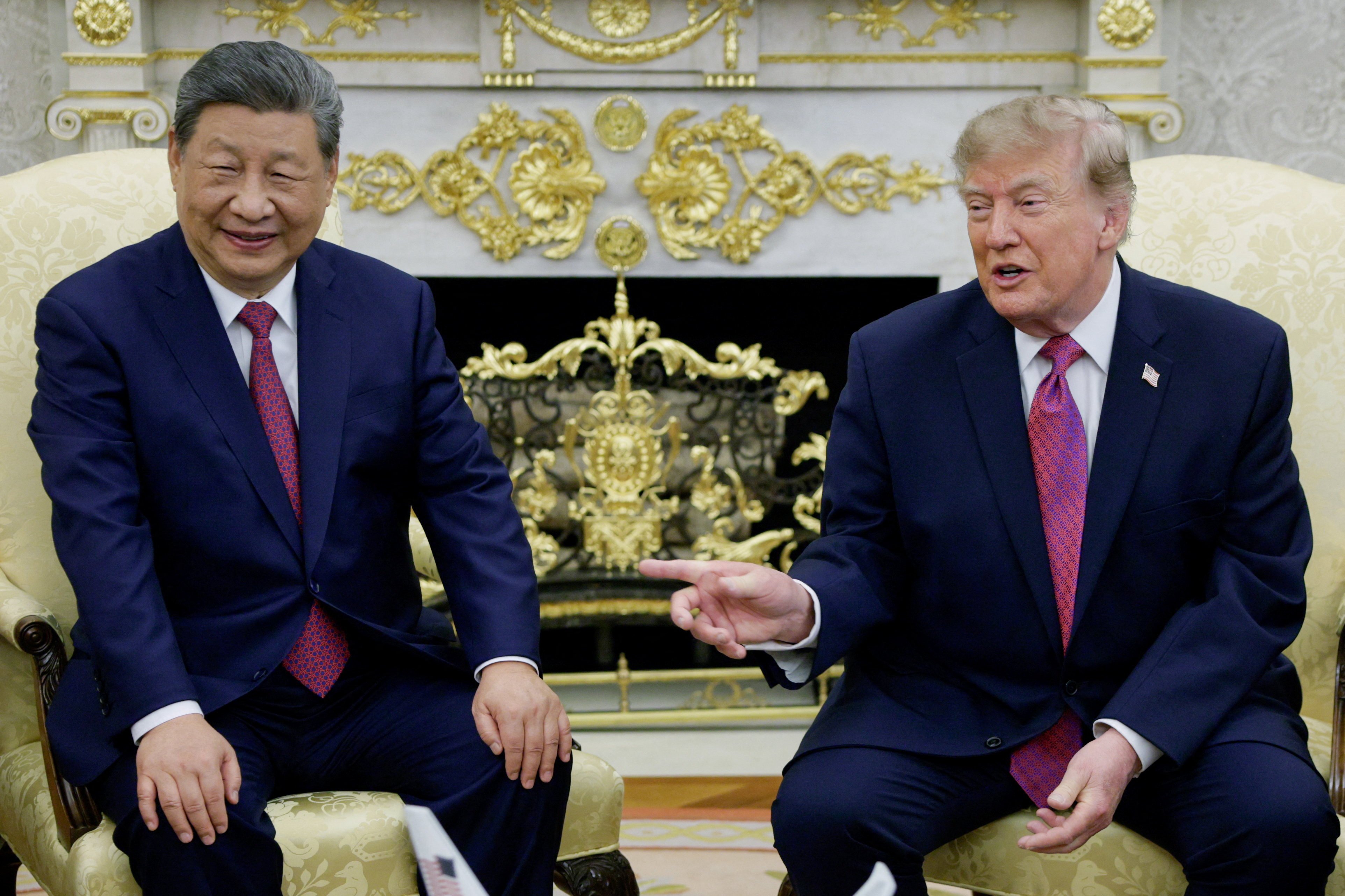 US President Donald Trump meets Chinese President Xi Jinping at the White House in Washington on Thursday. Photo: Reuters
