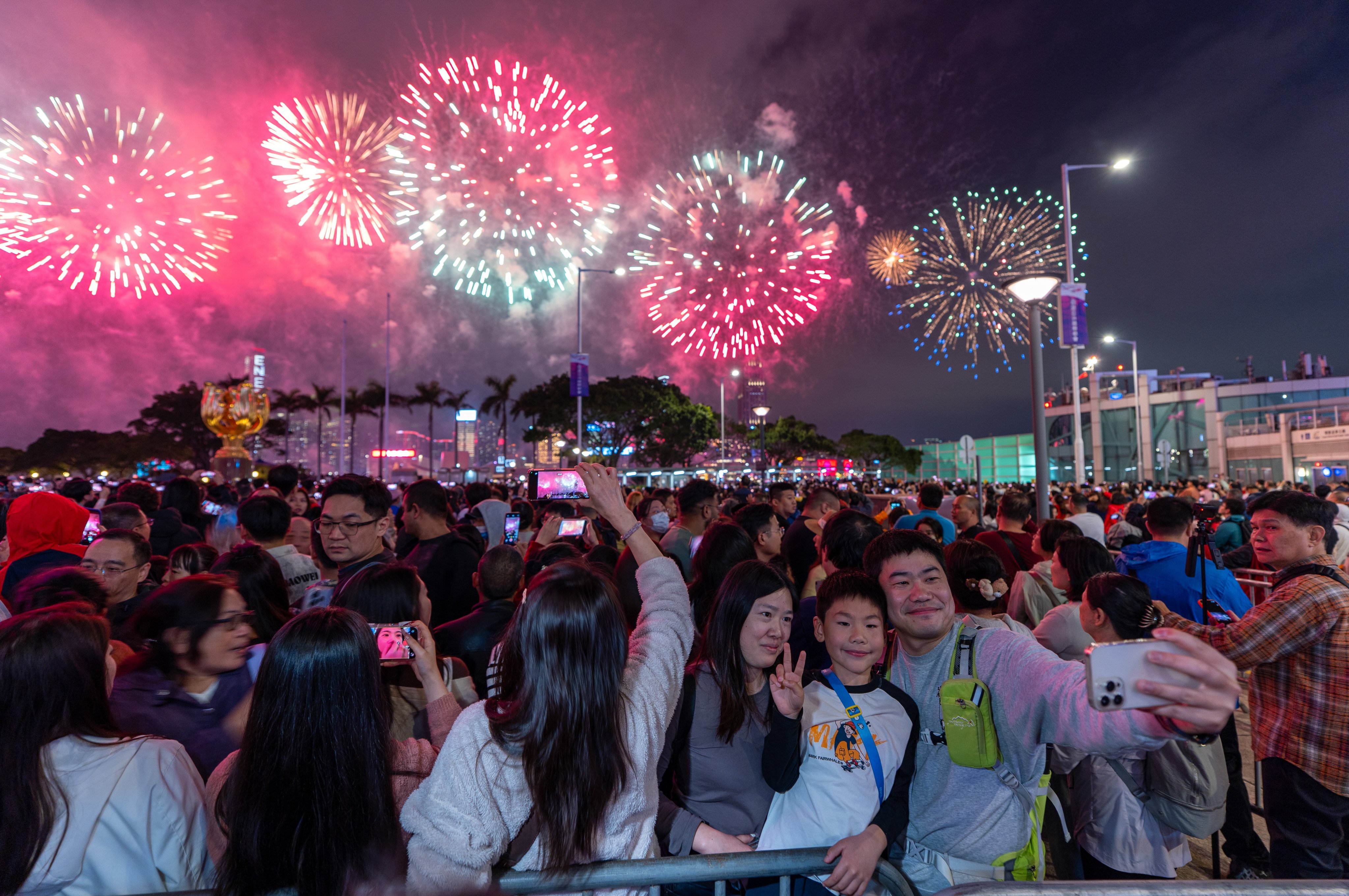 Revellers enjoy last year’s National Day fireworks display in Hong Kong. Photo: Eugene Lee