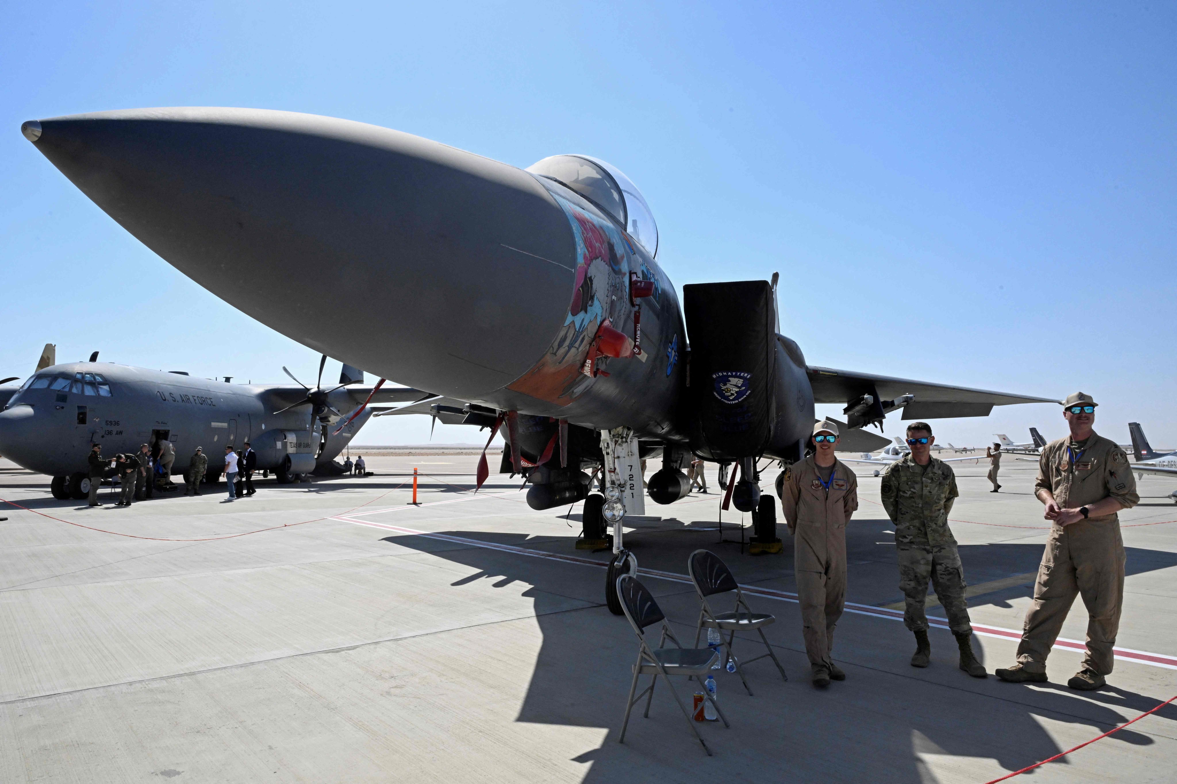 The US F15 fighter jet on display at the Egypt’s El Alamein International Airshow, in Alamein on September 8, 2026. Photo: AFP