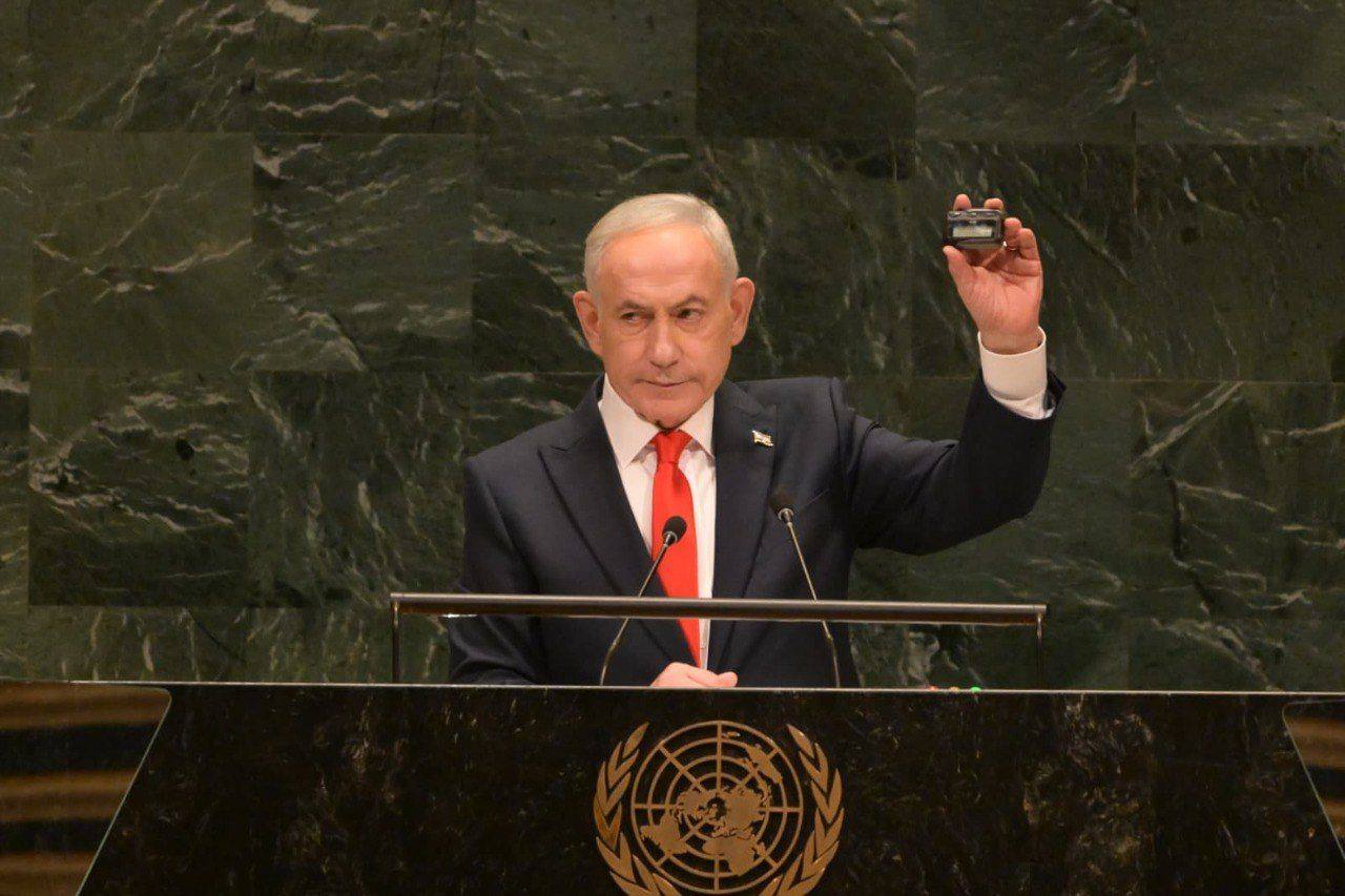 Israeli Prime Minister Benjamin Netanyahu addresses the UN General Assembly in New York on Thursday. Photo: Zuma Press Wire / dpa