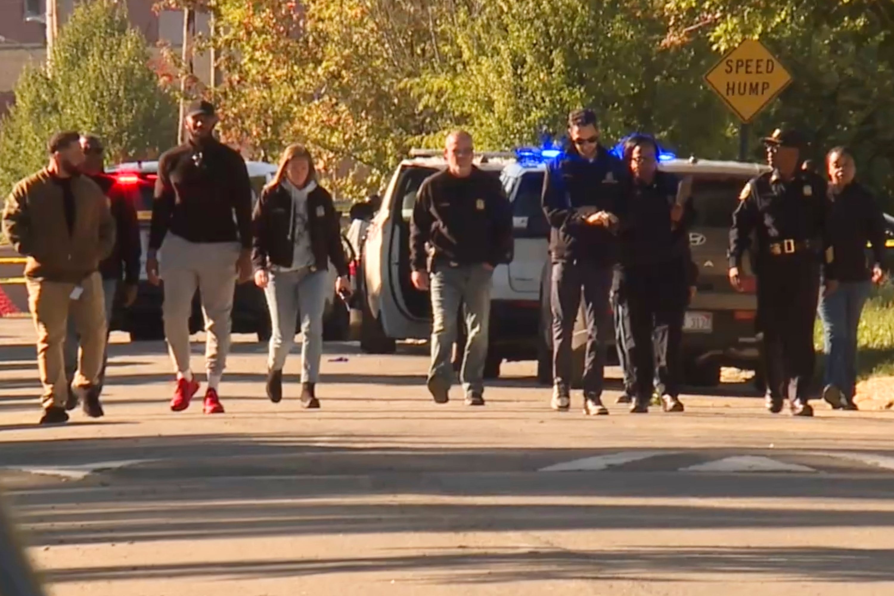 Law enforcement at the scene on Sunday. Photo: WXYZ via AP