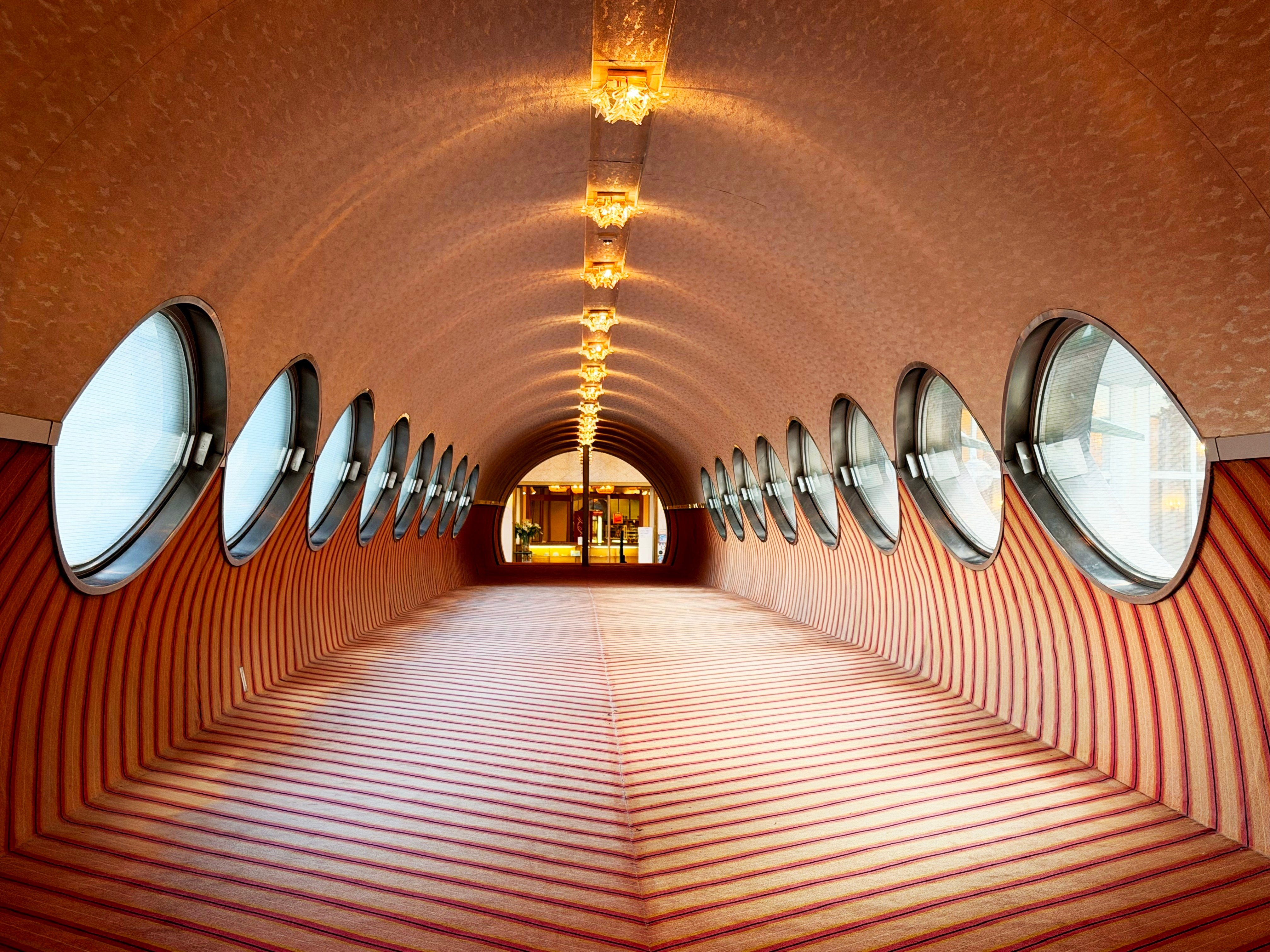The tunnel hallway of Hatoya Hotel, a decades-old hot spring resort near Atami known for its retro-futuristic architecture. Loud, mid-century Japanese design is back in favour as young Japanese rediscover long-overlooked Showa-era relics. Photo: Shutterstock