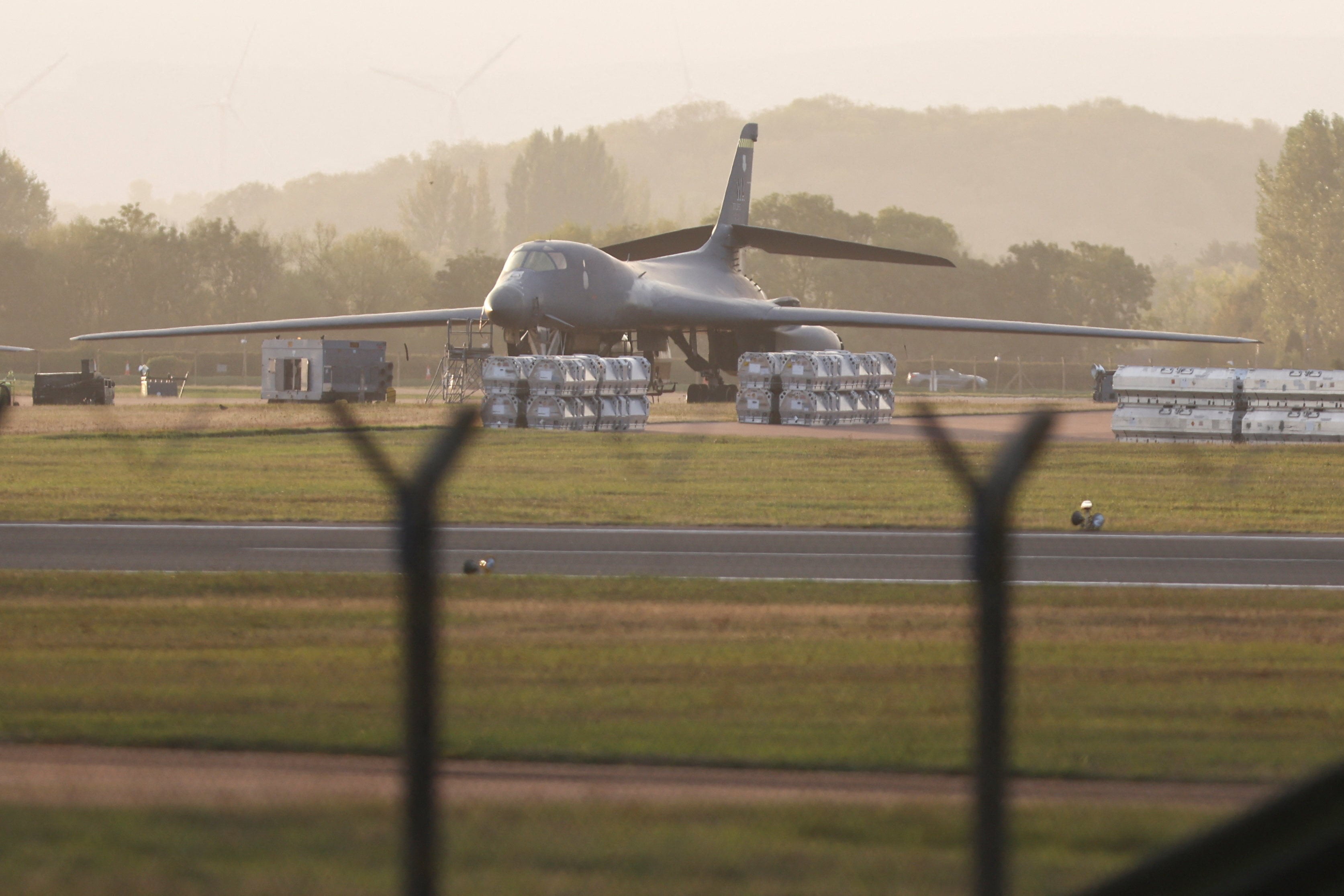 A US B‑1B Lancer bomber at RAF Fairford. Photo: Reuters