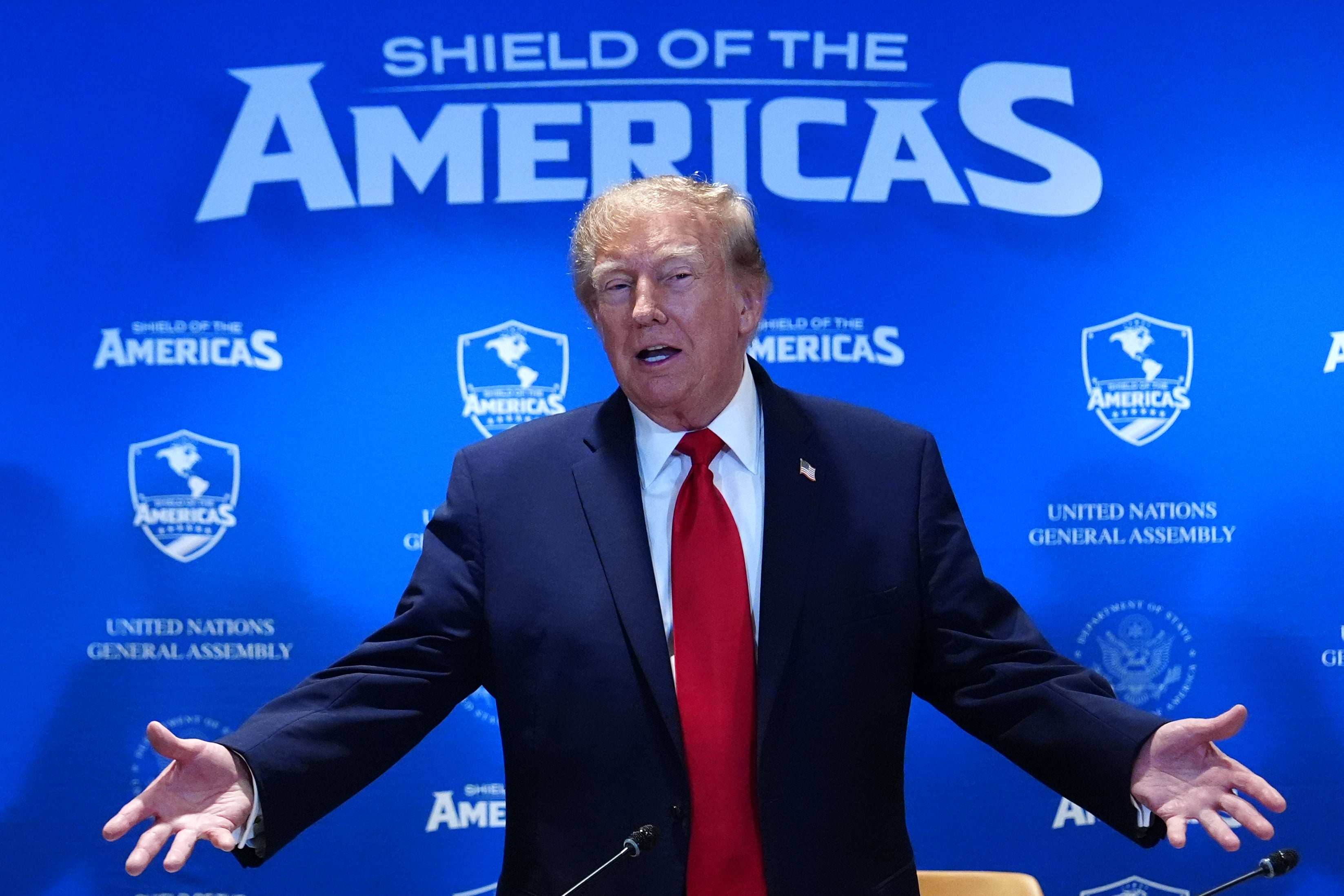 US President Donald Trump at a 'Shield of the Americas' meeting in New York. Photo: AP