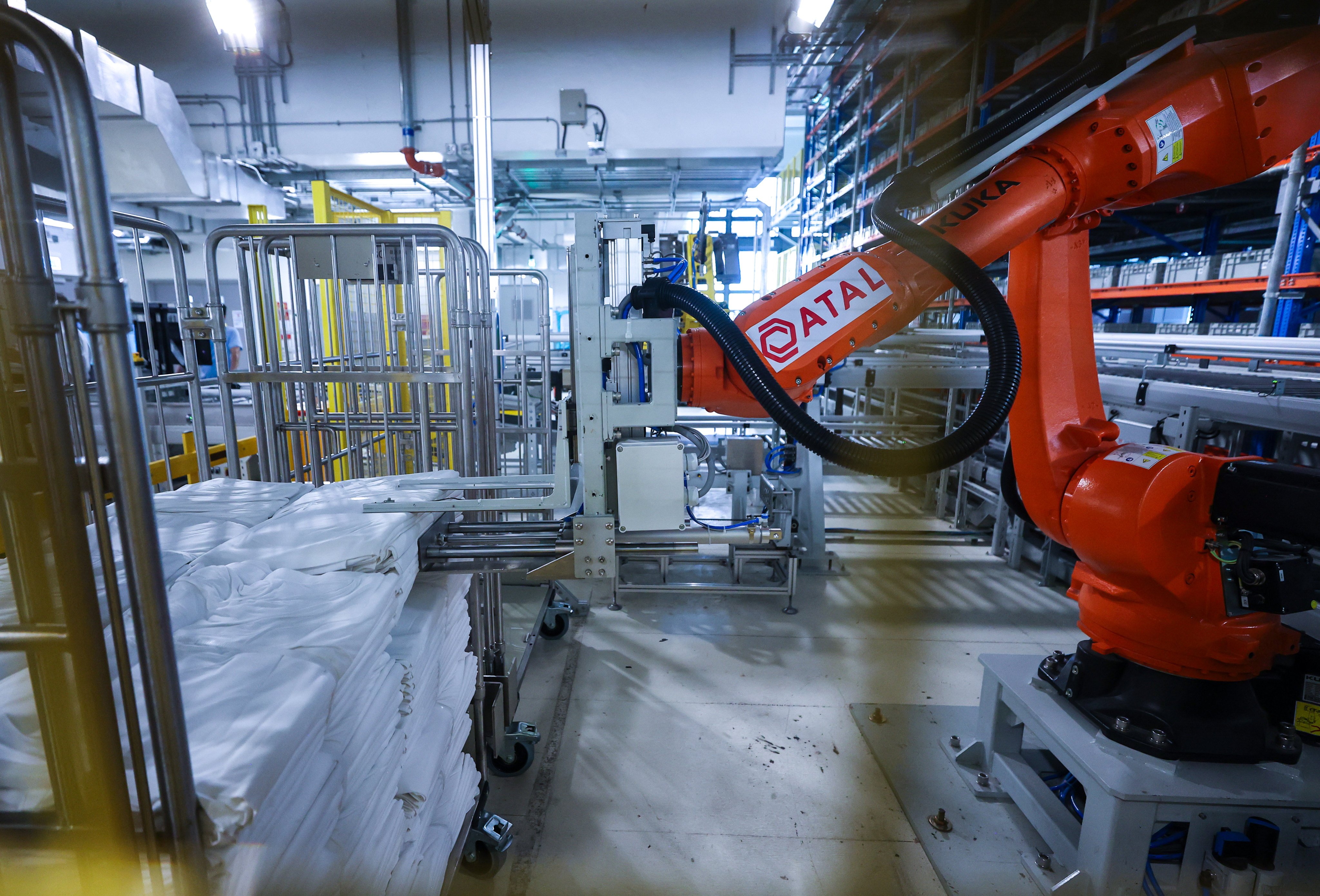 The complex’s central laundry features Hong Kong’s first automatic X-ray sorting system. Photo: Edmond So