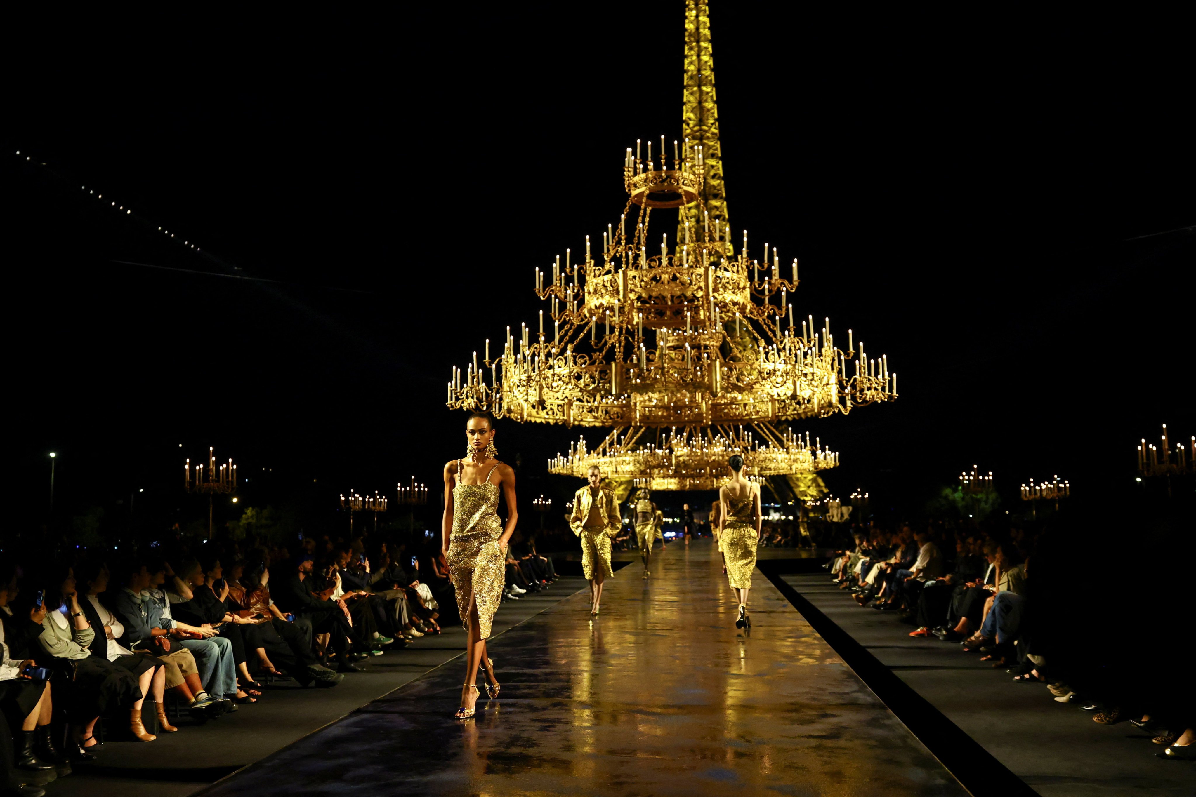 A spectacle like no other at the Saint Laurent spring/summer 2027 show at Paris Fashion Week. Photo: Reuters
