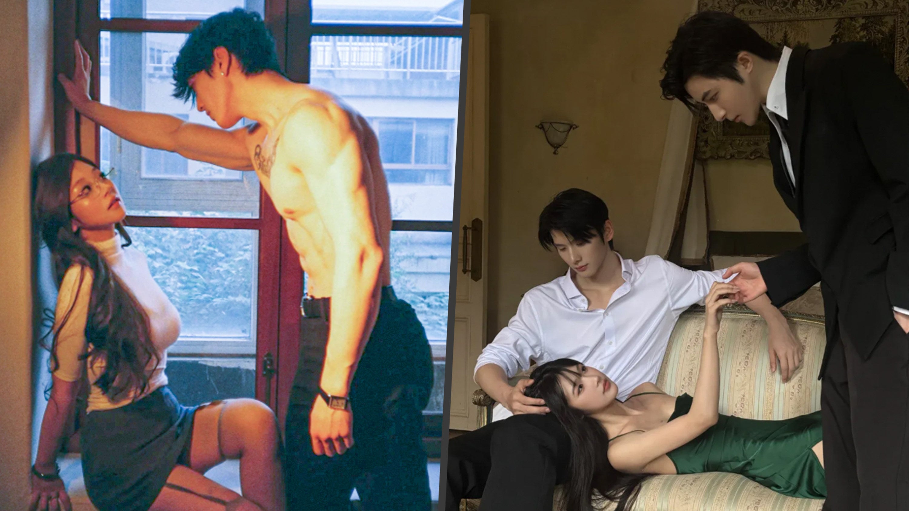 A growing social media trend sees young Chinese women shelling out thousands of yuan for romantic photo shoots with male models, transforming staged intimacy into a booming business. Photo: SCMP composite/RedNote