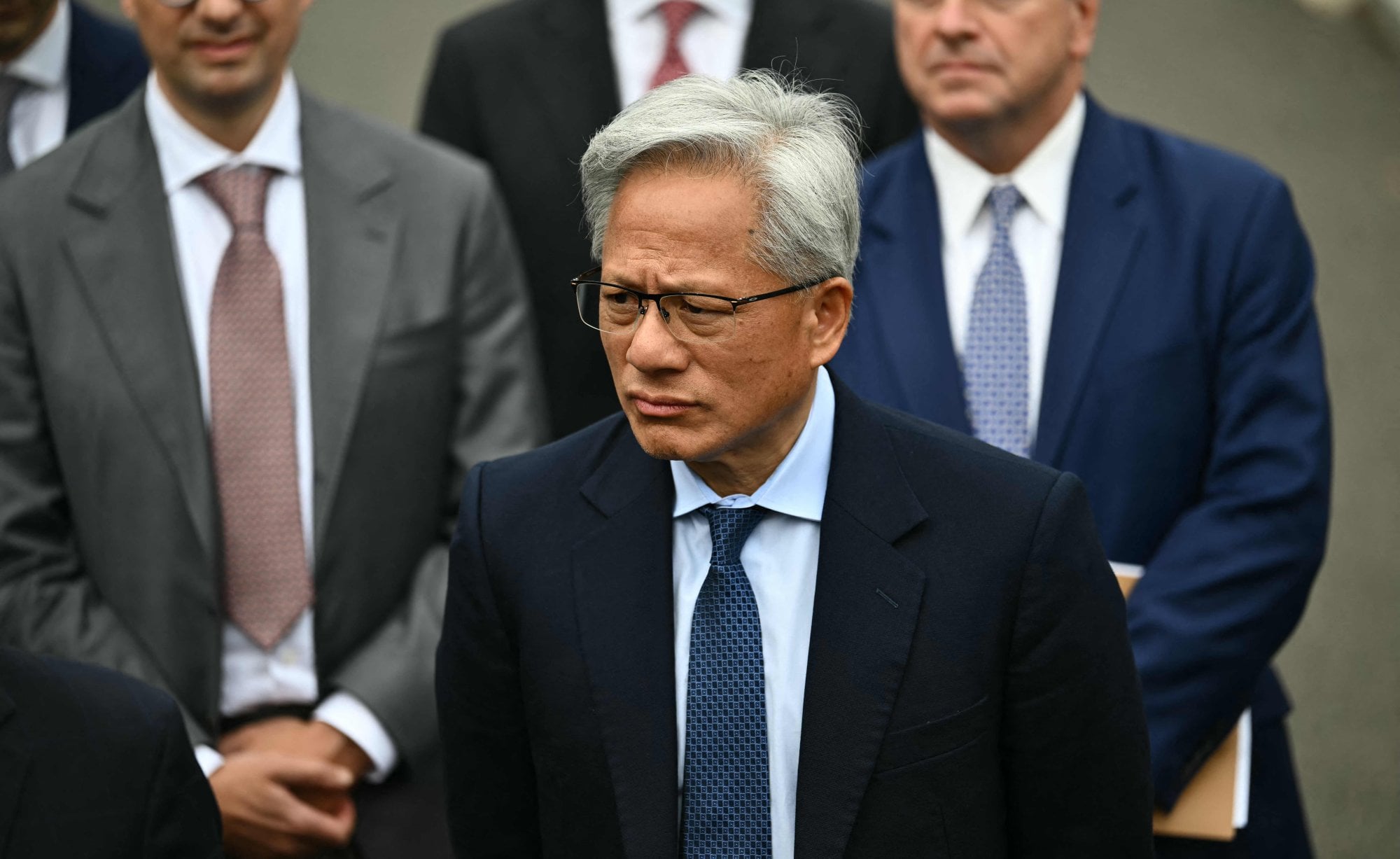 Nvidia CEO Jensen Huang attends the day-long artificial intelligence event at the White House in Washington on Tuesday. Photo: AFP