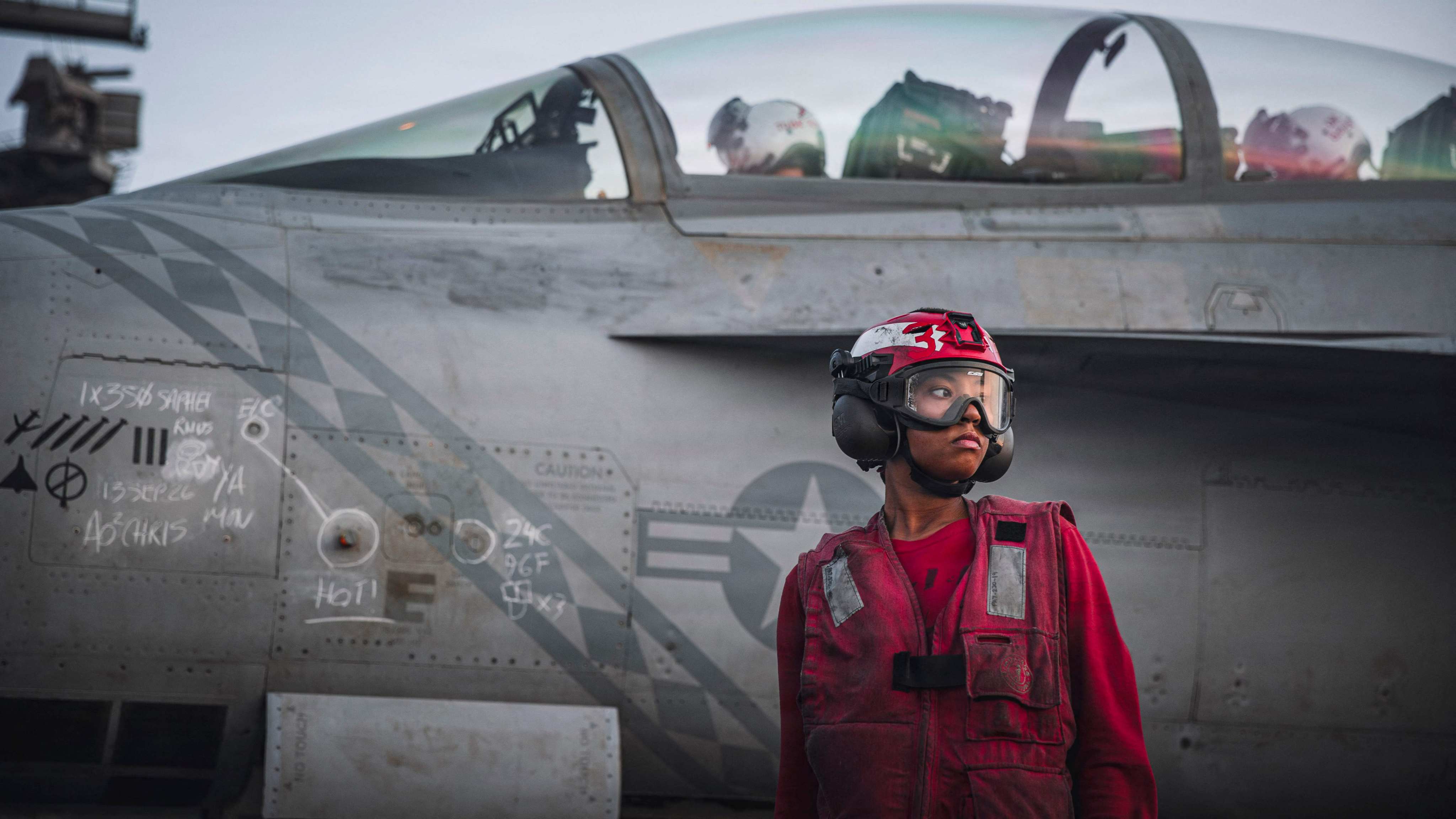 An F/A-18 Super Hornet on the flight deck of the USS George Washington. Photo: US Navy via AFP