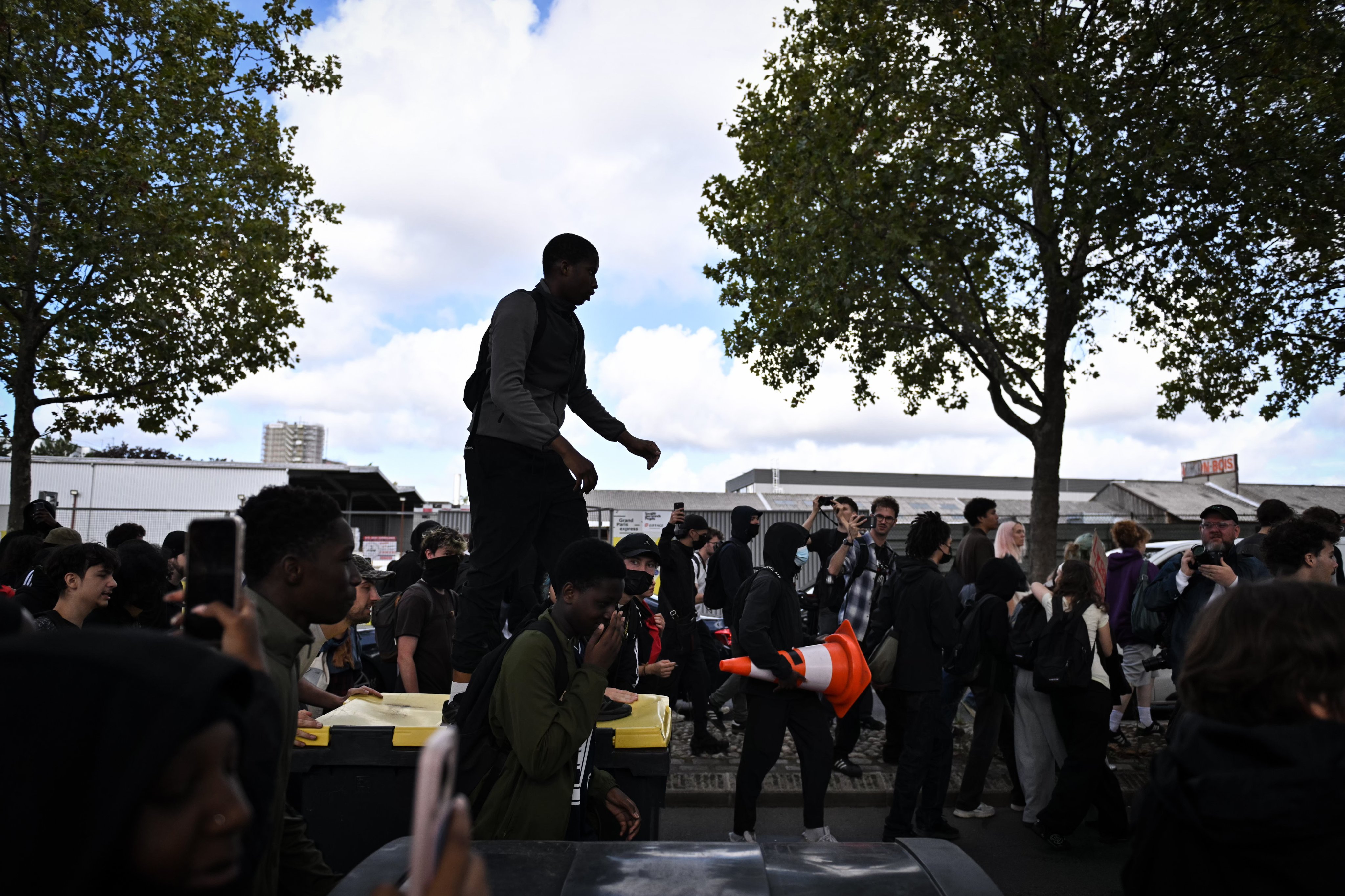 High school students protest against education conditions in Saint-Denis, north of Paris, on Thursday. Photo: EPA