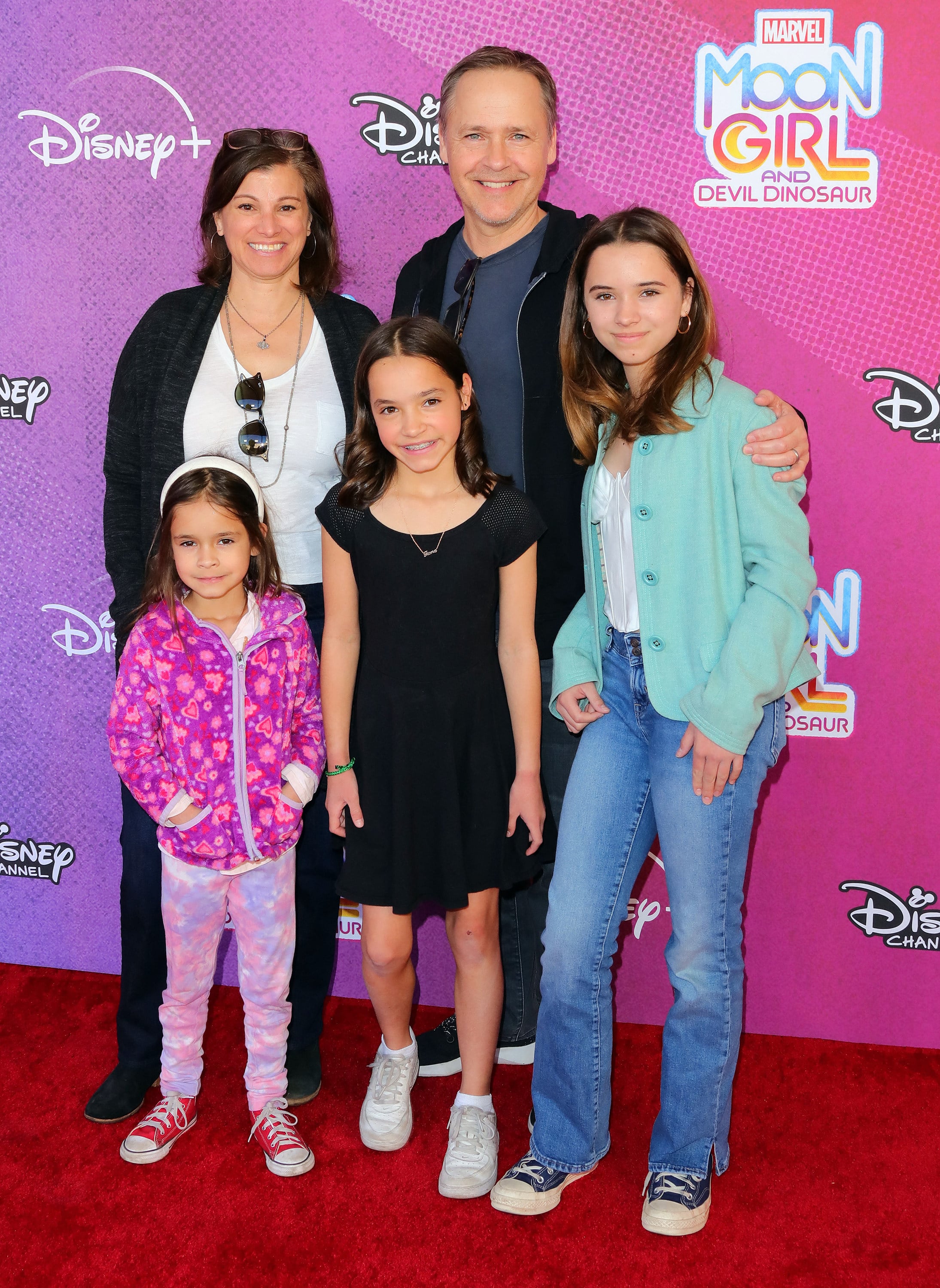 Chad Lowe, his wife Kim Painter, and their children (from left) Nixie, Fiona and Mabel at the premiere of Moon Girl and Devil Dinosaur in Burbank, California, in February 2023. Photo: AFP/Getty Images/TNS