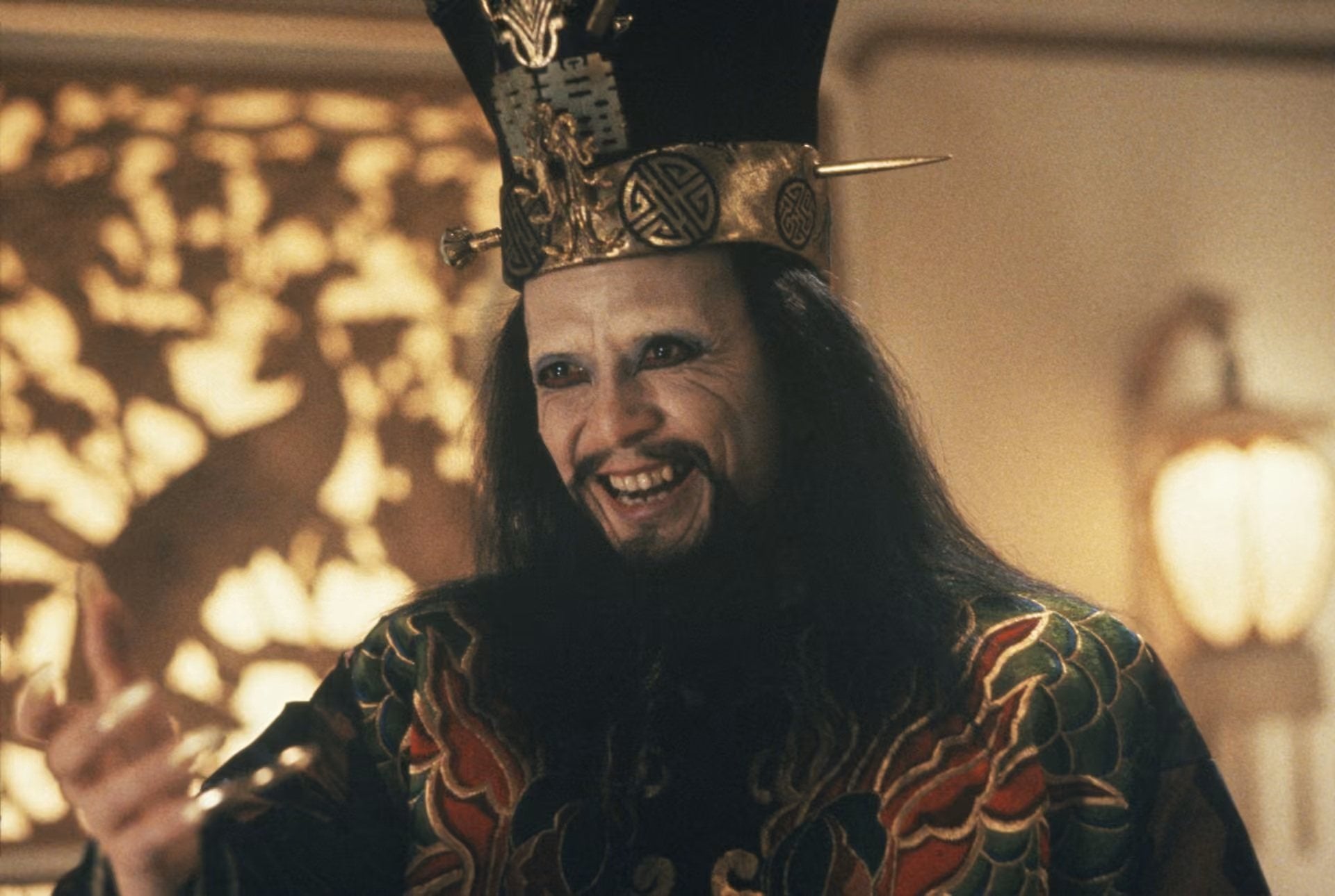 James Hong in a still from Big Trouble in Little China, John Carpenter’s 1986 Chinese-themed fantasy film.