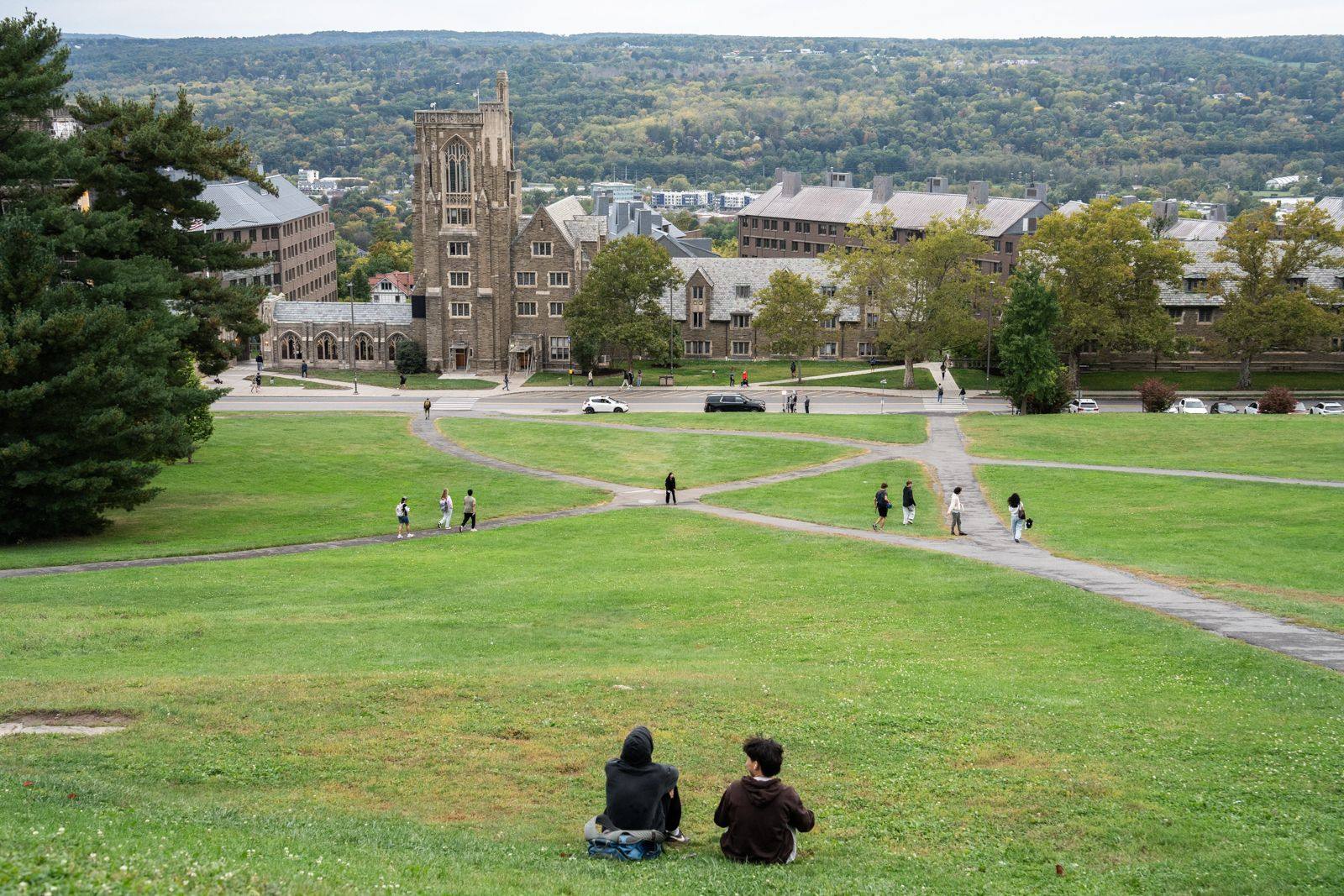 Students on Libe Slope on the campus of Cornell University in Ithaca, New York. Photo: AFP