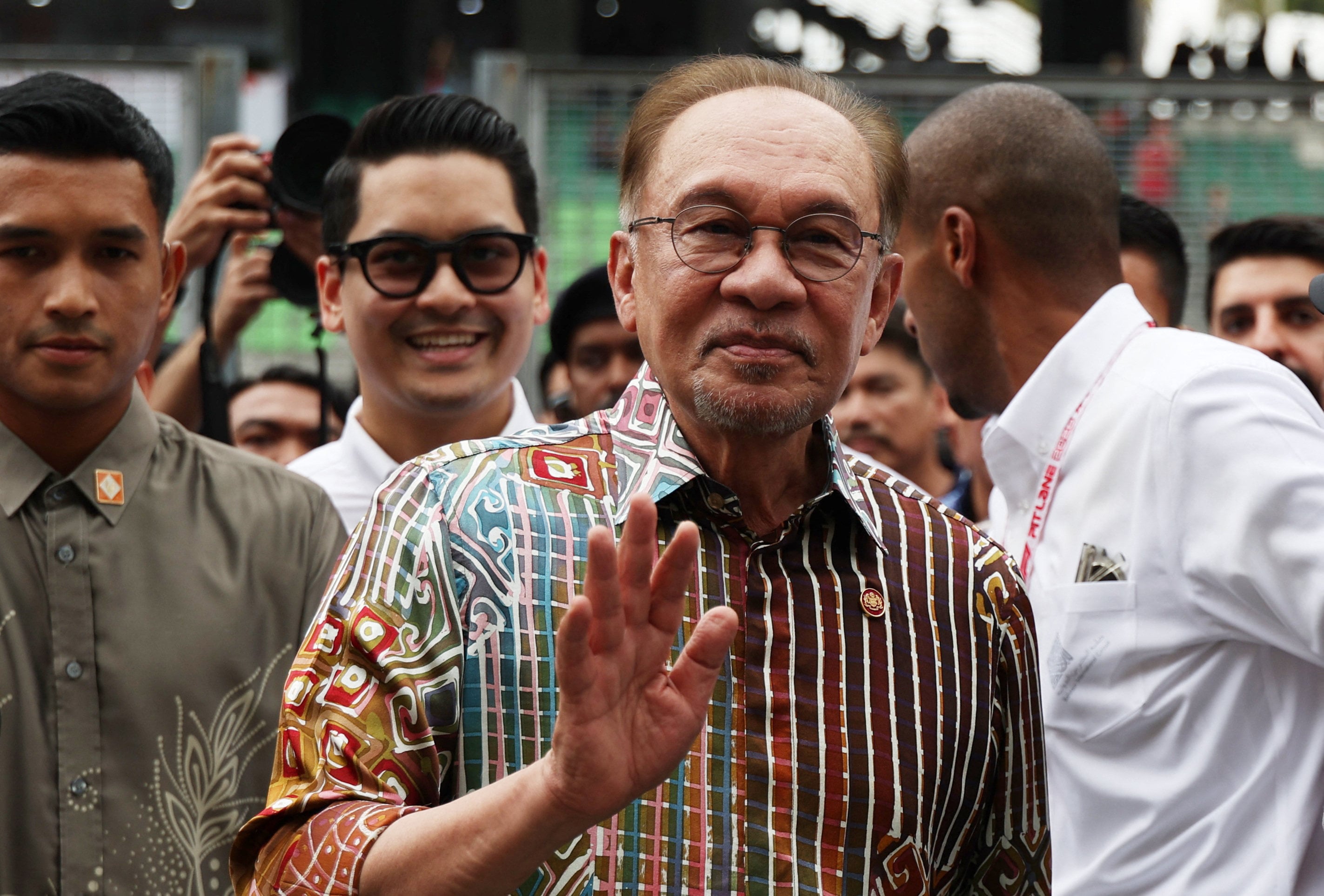 Malaysian Prime Minister Anwar Ibrahim visits the Sepang International Circuit ahead of the Bahrain Grand Prix on Friday. Photo: Reuters