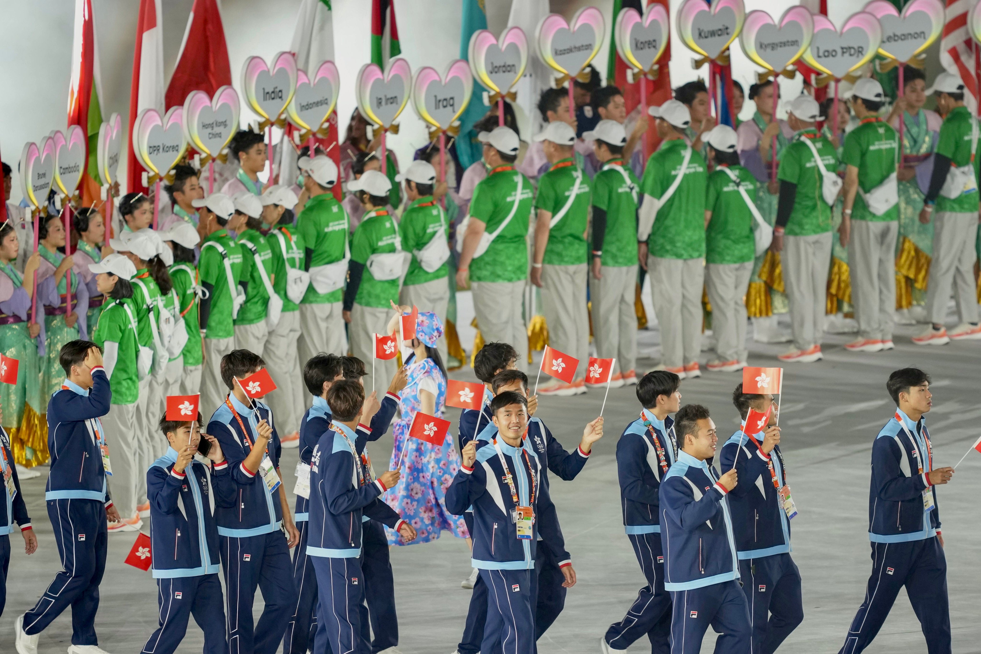 Hong Kong’s athletes were mostly made up of rugby sevens players and sailors at the Paloma Mizuho Stadium. Photo: Sam Tsang