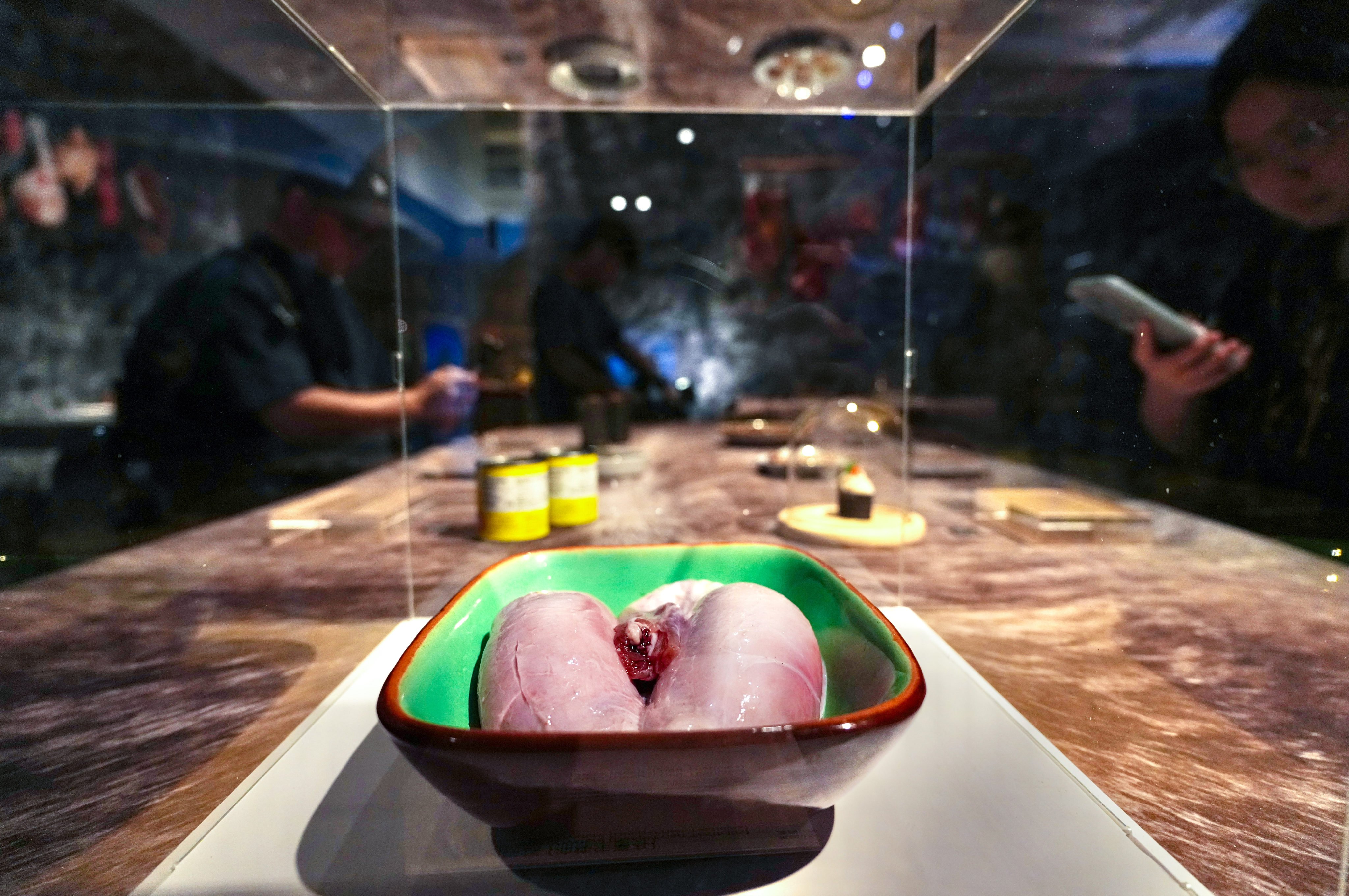 Bull testicles, affectionately known in North America as “Rocky Mountain oysters”, on display at the Disgusting Food Museum’s Hong Kong pop-up at Airside in Kai Tak. Photo: Karma Lo