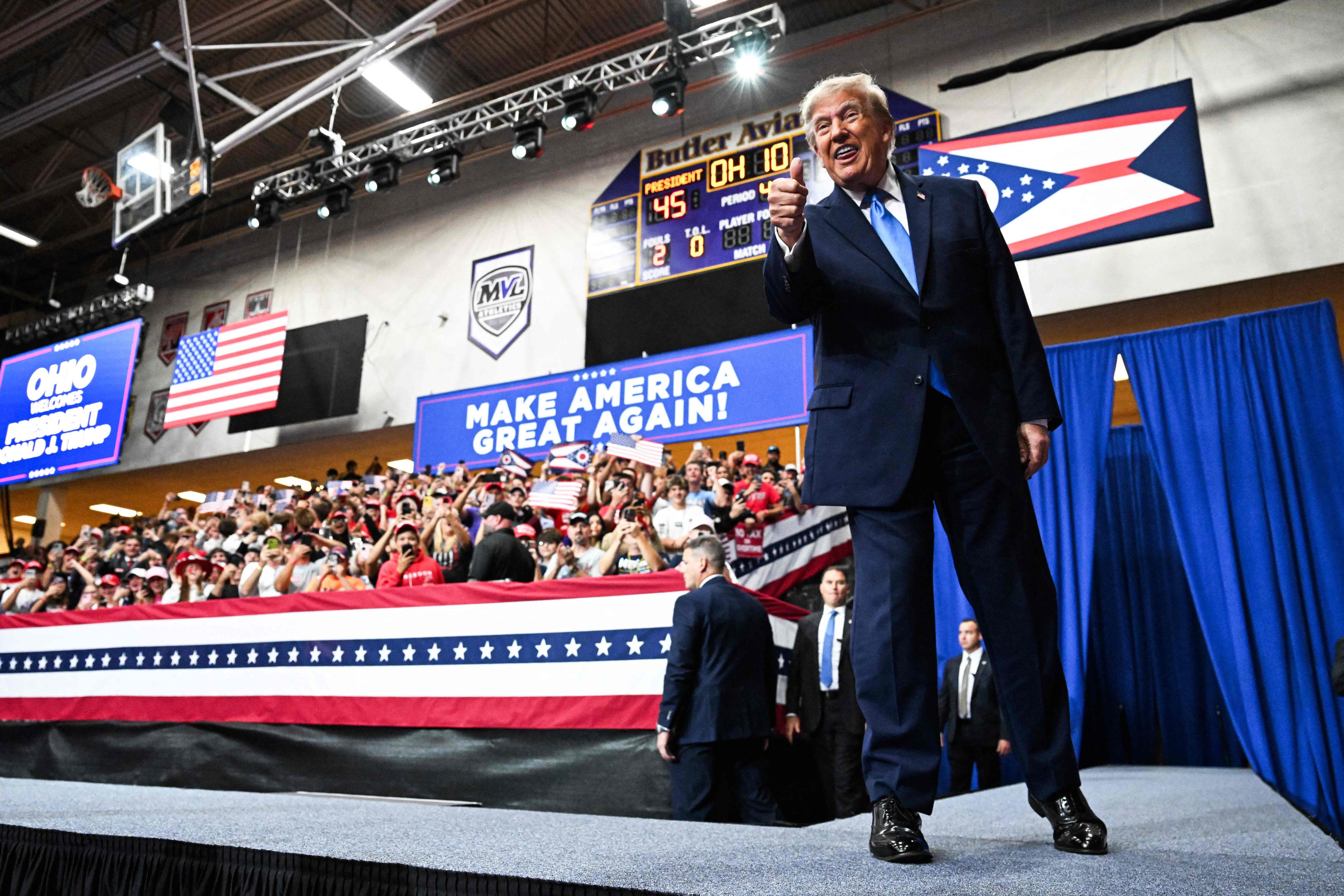 US President Donald Trump attends a campaign rally in Vandalia, Ohio, on Saturday. Photo: Getty Images via AFP