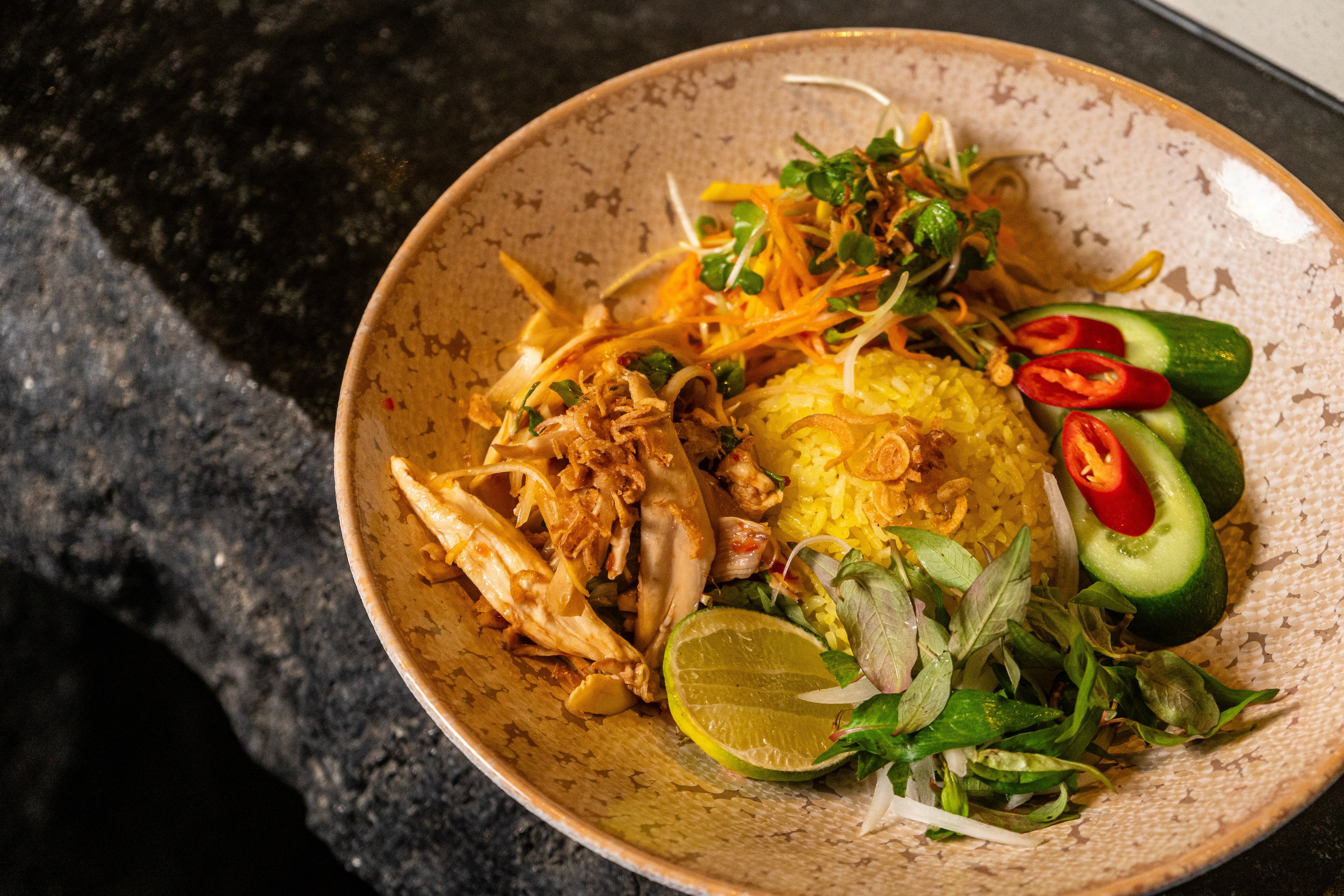 Com ga, a Vietnamese twist on Hainan chicken rice, at La Sen at the Four Seasons Resort The Nam Hai in Hoi An. Photo: La Sen