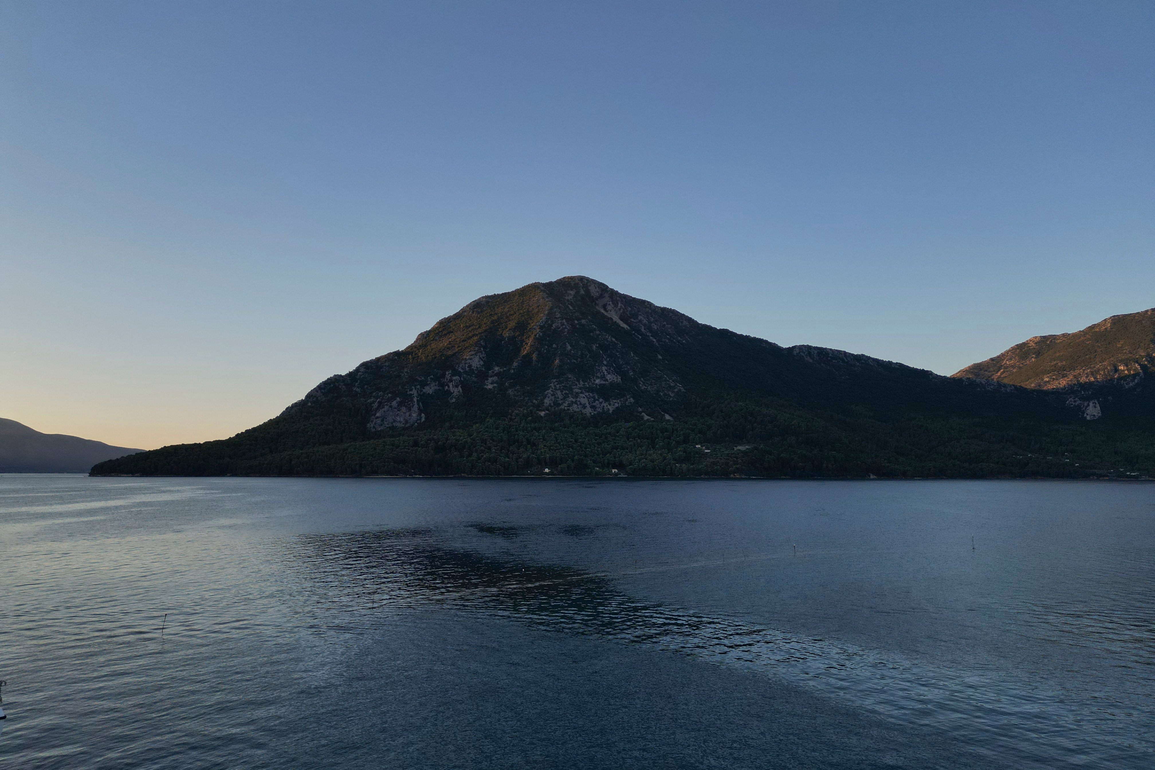 The island of Kalamos is seen from Mytikas, the nearest mainland town, in western Greece, on September 24. Photo: AP