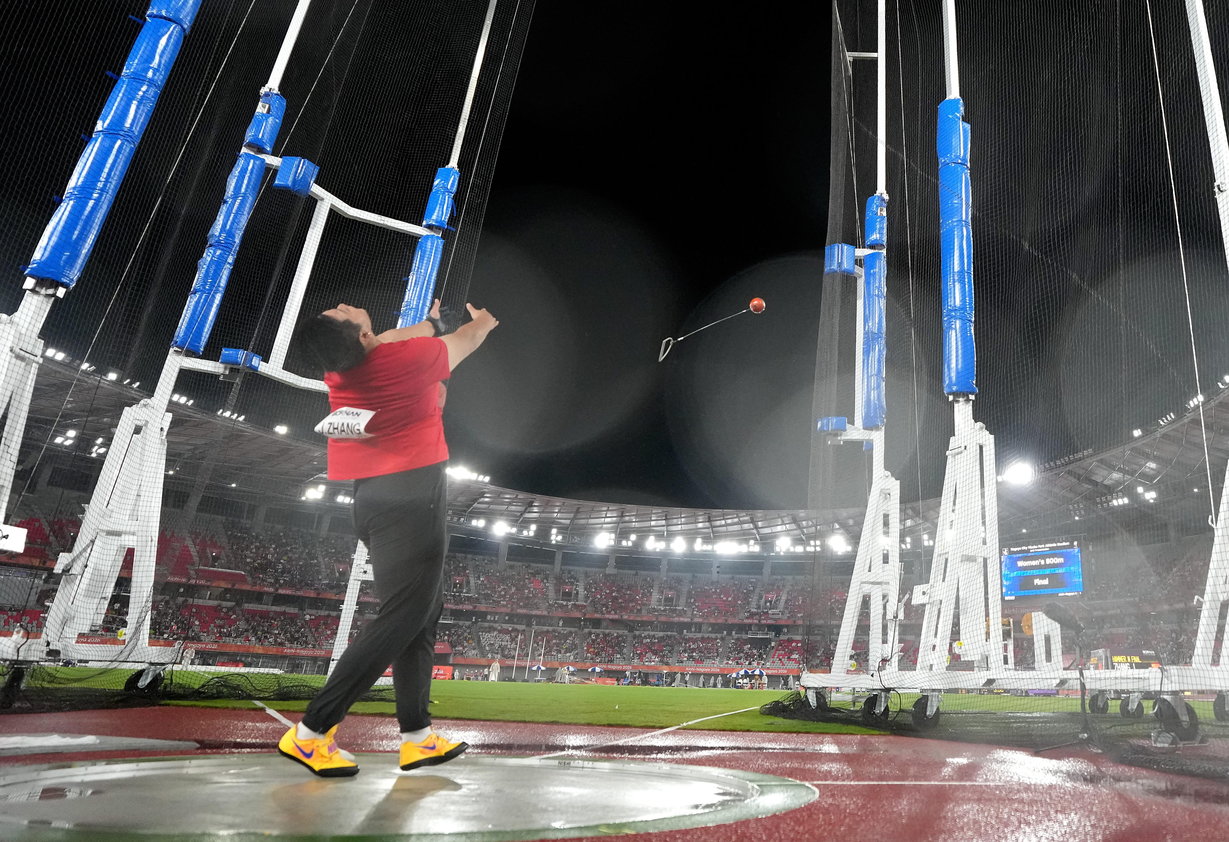 Zhang Jiale of China competes during the women’s hammer throw final at the Asian Games. Photo: Xinhua