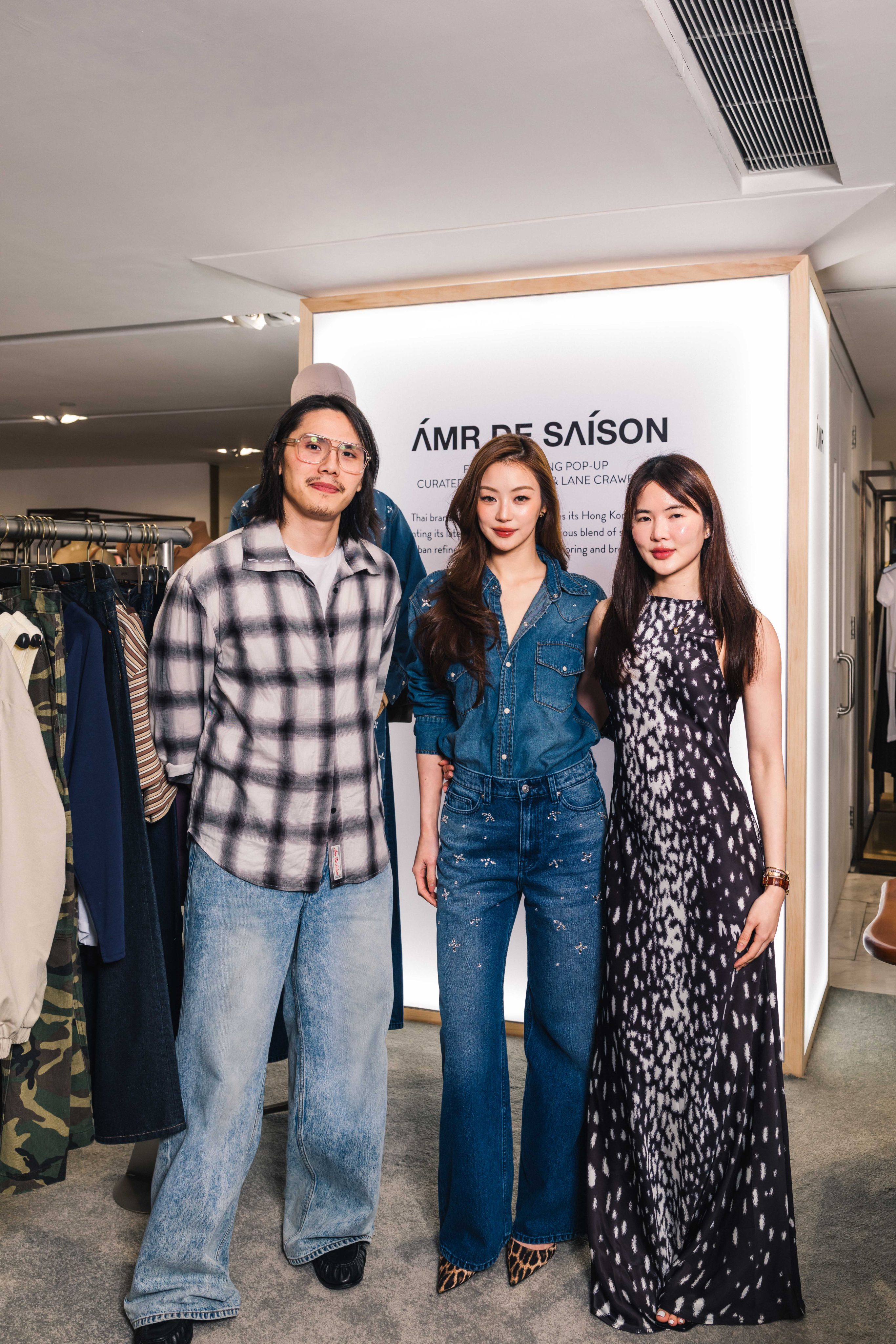 (From left) Amr de Saison co-founder and creative director Verawat Chinpilas, Thai actress Miu Natsha and Amr de Saison chief marketing officer Pichaya Songskulchai at the opening of the brand's Hong Kong pop-up at Lane Crawford at Harbour City. Photo: Lane Crawford Hong Kong