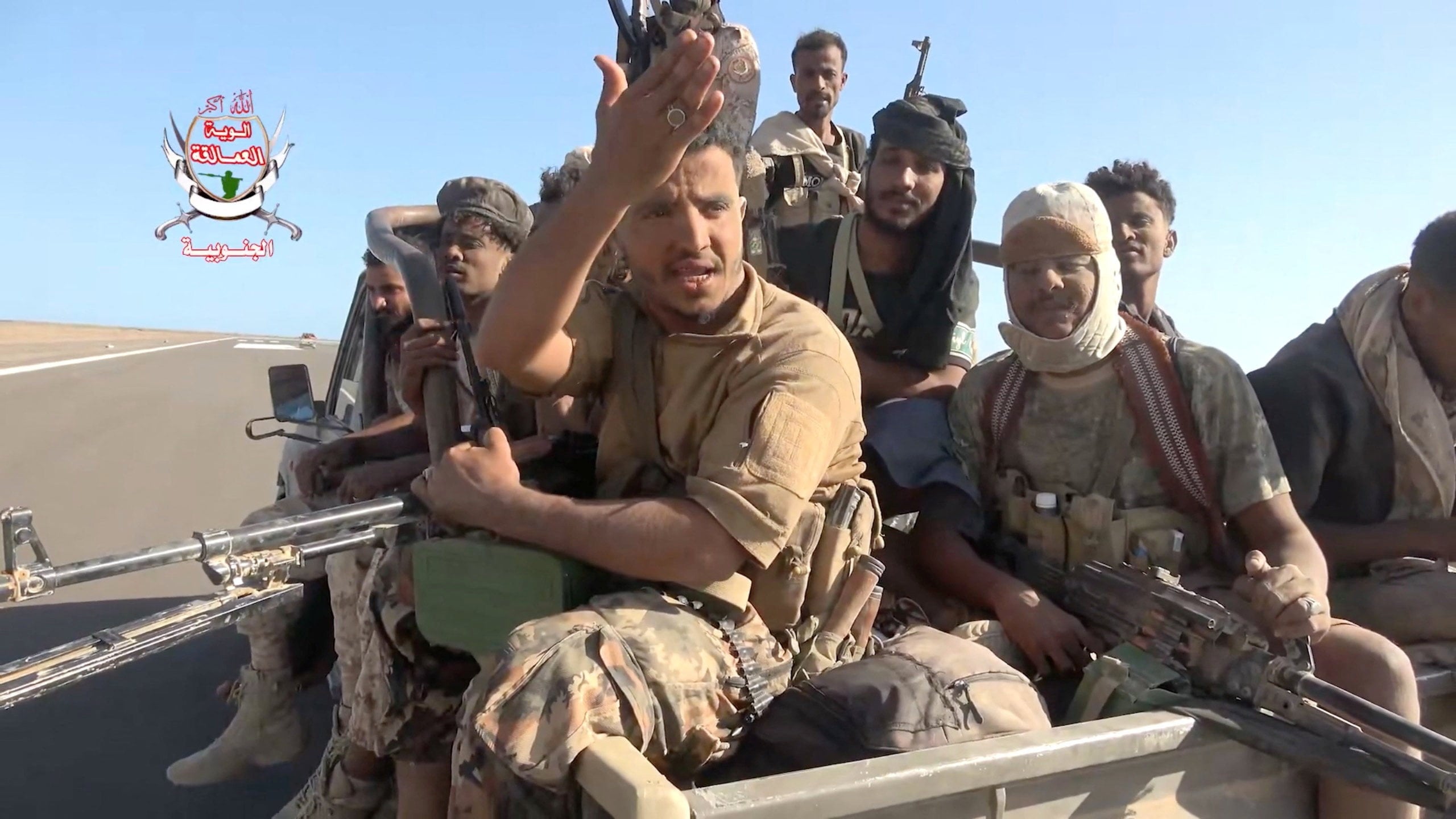 Pro-government Yemeni fighters advance during operations against Houthi forces near Dhubab, near the Bab el-Mandeb Strait. Photo: Southern Giants Brigades via Reuters