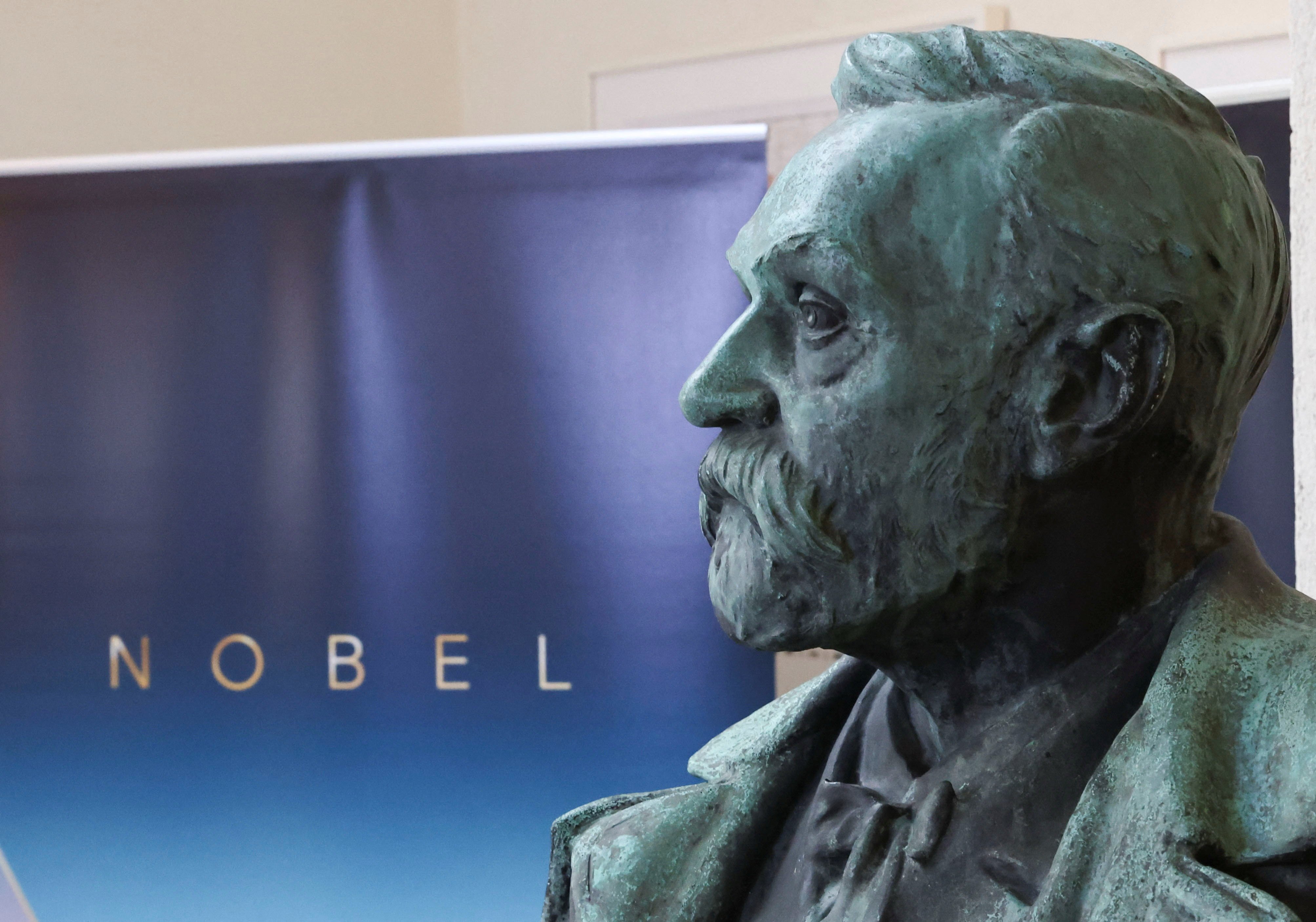 A bust of Alfred Nobel in the Nobel Forum in Stockholm, Sweden, on Wednesday. Photo: Reuters