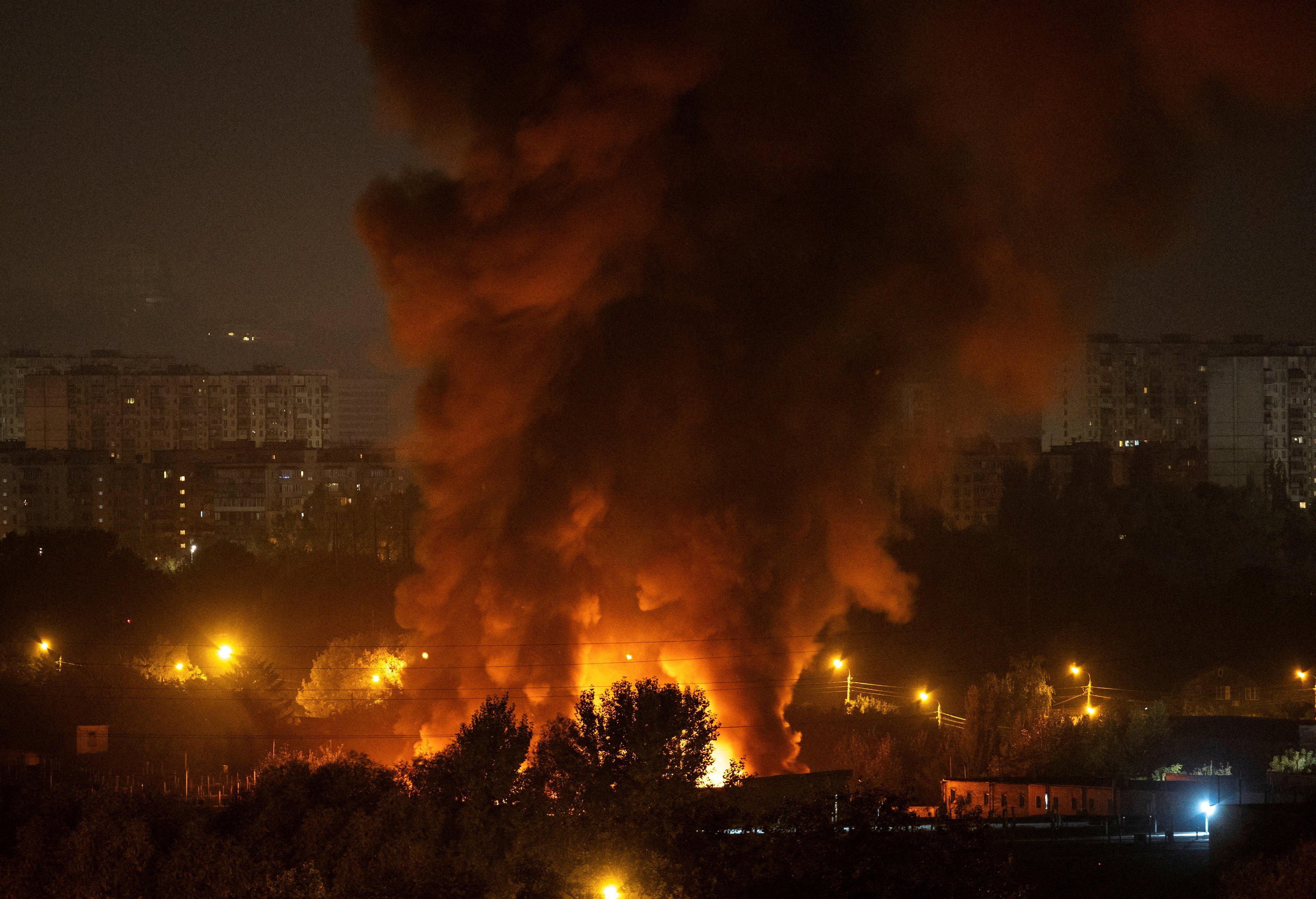 Kyiv during a Russian missile and drone attack. Photo: Reuters